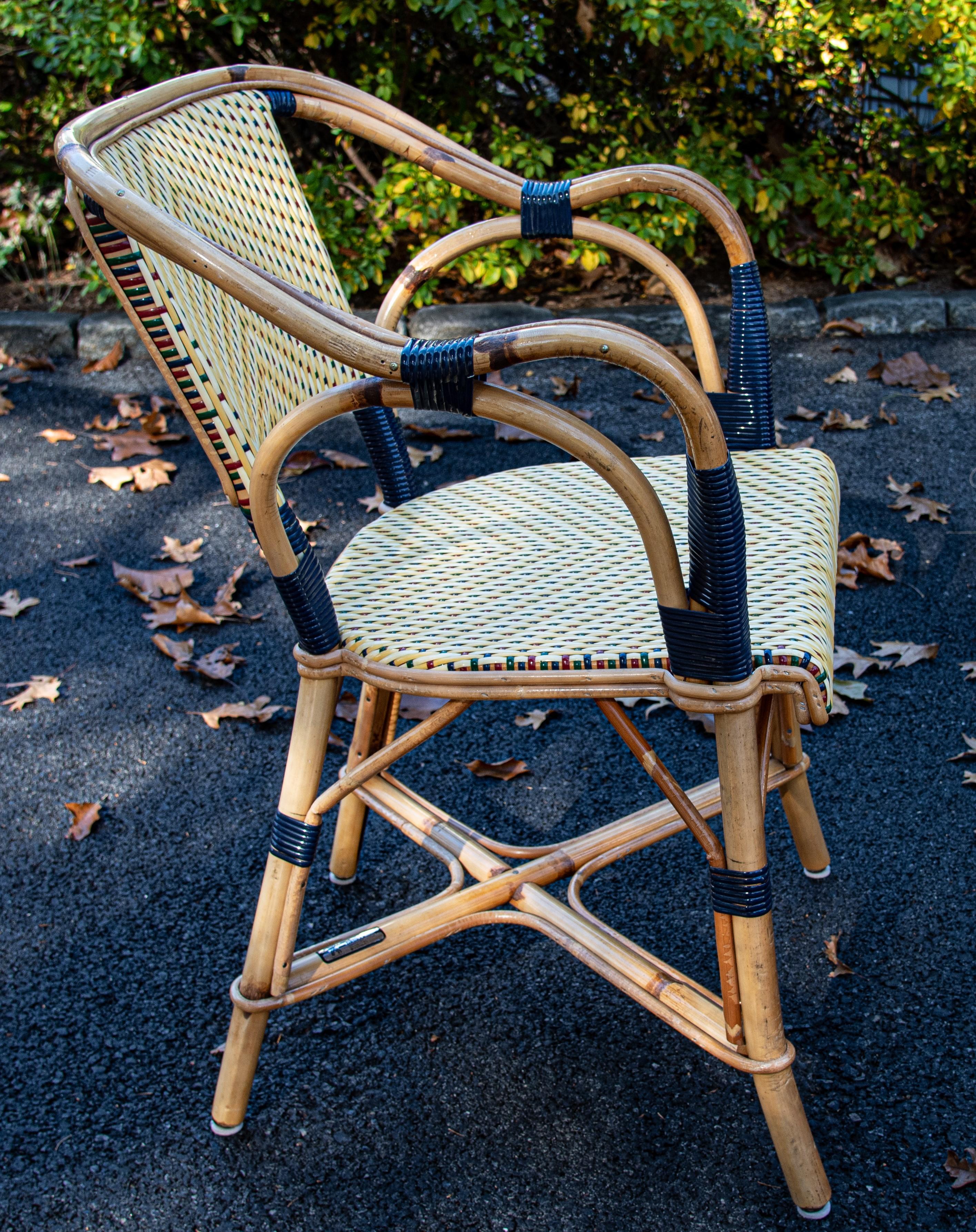 Hand-Woven Set of Six Vintage L. Drucker Bistro Armchairs