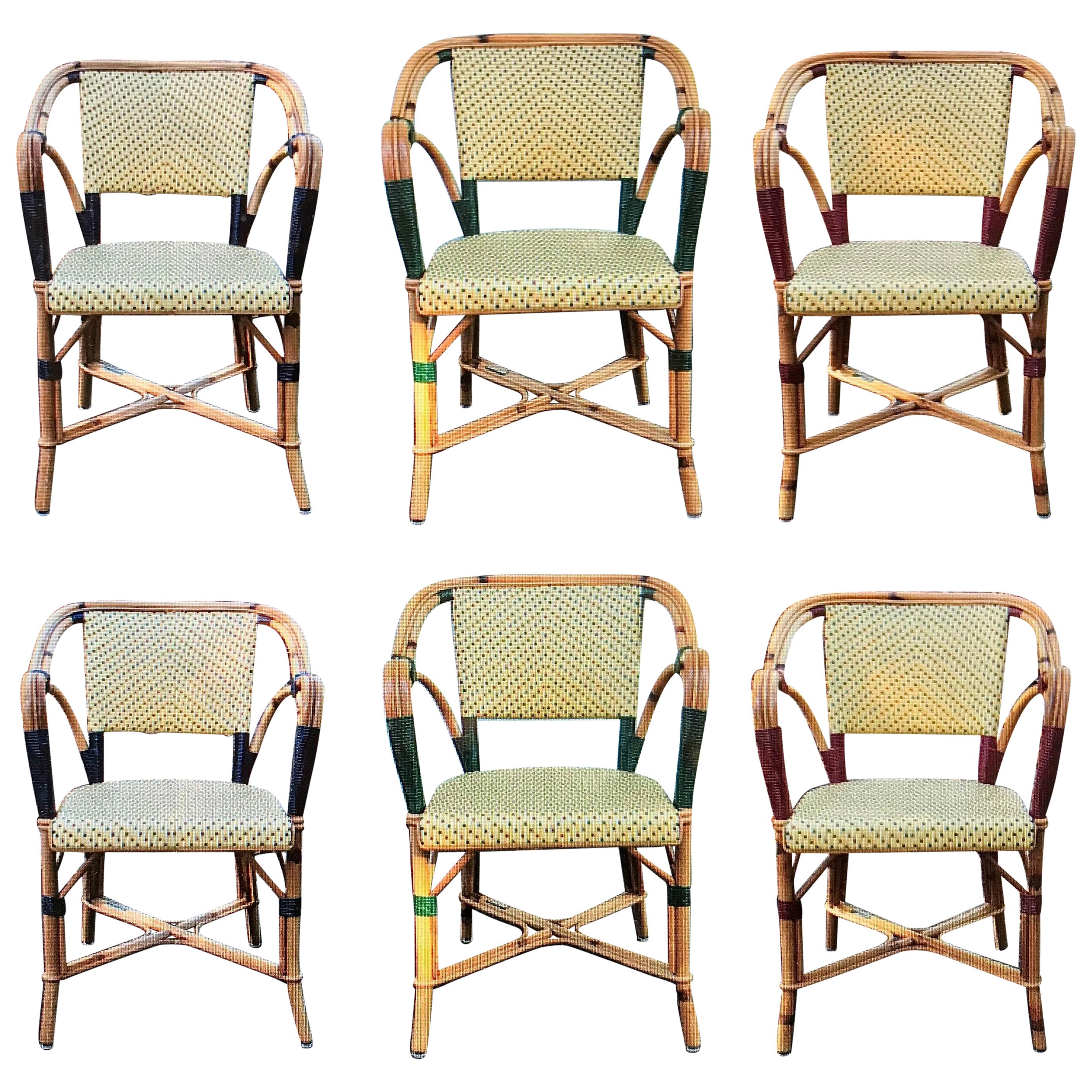 Set of Six Vintage L. Drucker Bistro Armchairs