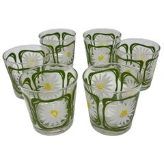 Set Of Six Vintage Libbey Daisy Rocks Glasses