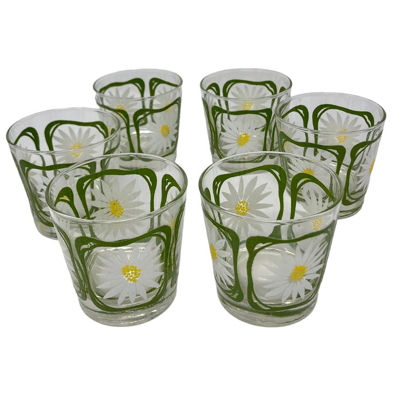 Set Of Six Vintage Libbey Daisy Rocks Glasses