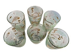 Set of Six Vintage Libbey Glass 'Marine Life' Tumblers / Highball Glasses