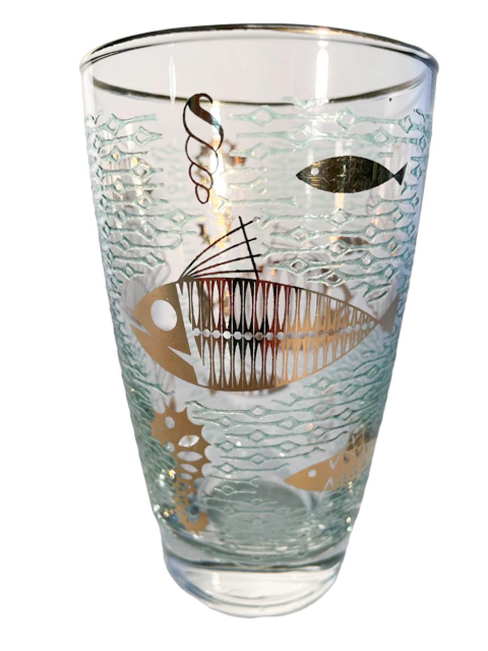 20ième siècle Ensemble de six gobelets/verres hauts « Marine Life » en verre Libbey vintage en vente