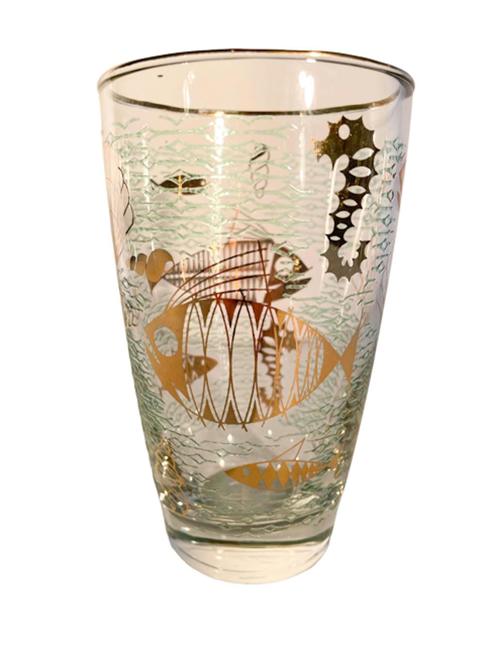 Verre Ensemble de six gobelets/verres hauts « Marine Life » en verre Libbey vintage en vente