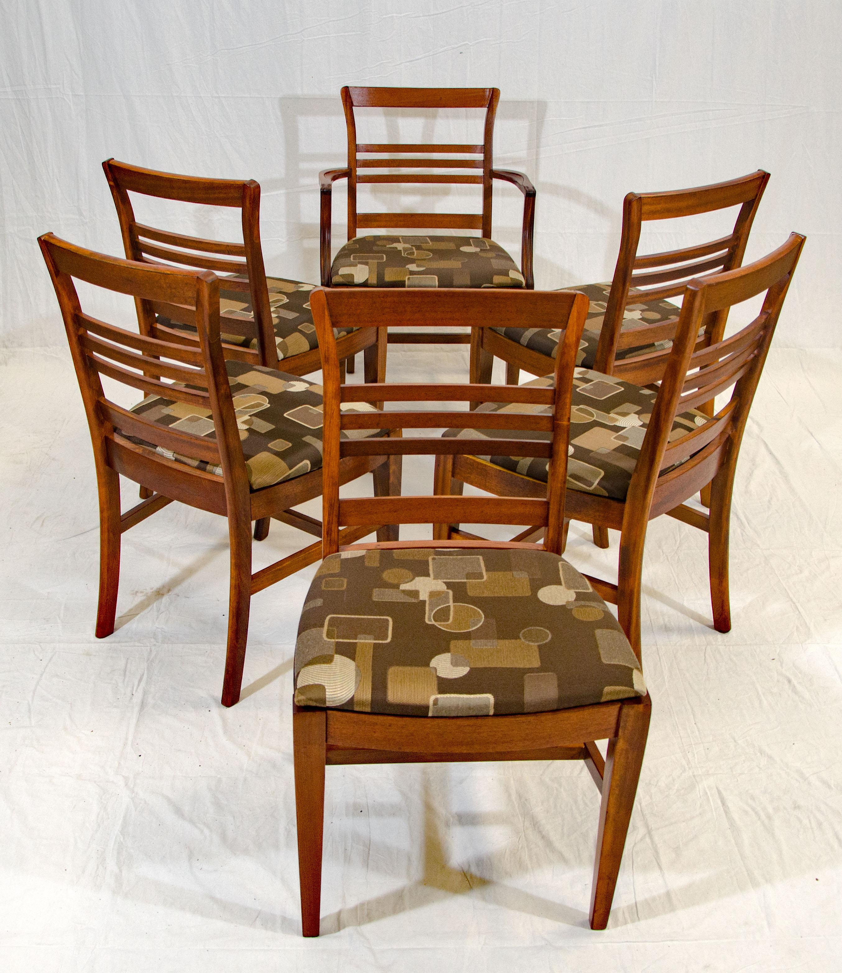 Mid-Century Modern Set of Six Vintage Mahogany Dining Chairs