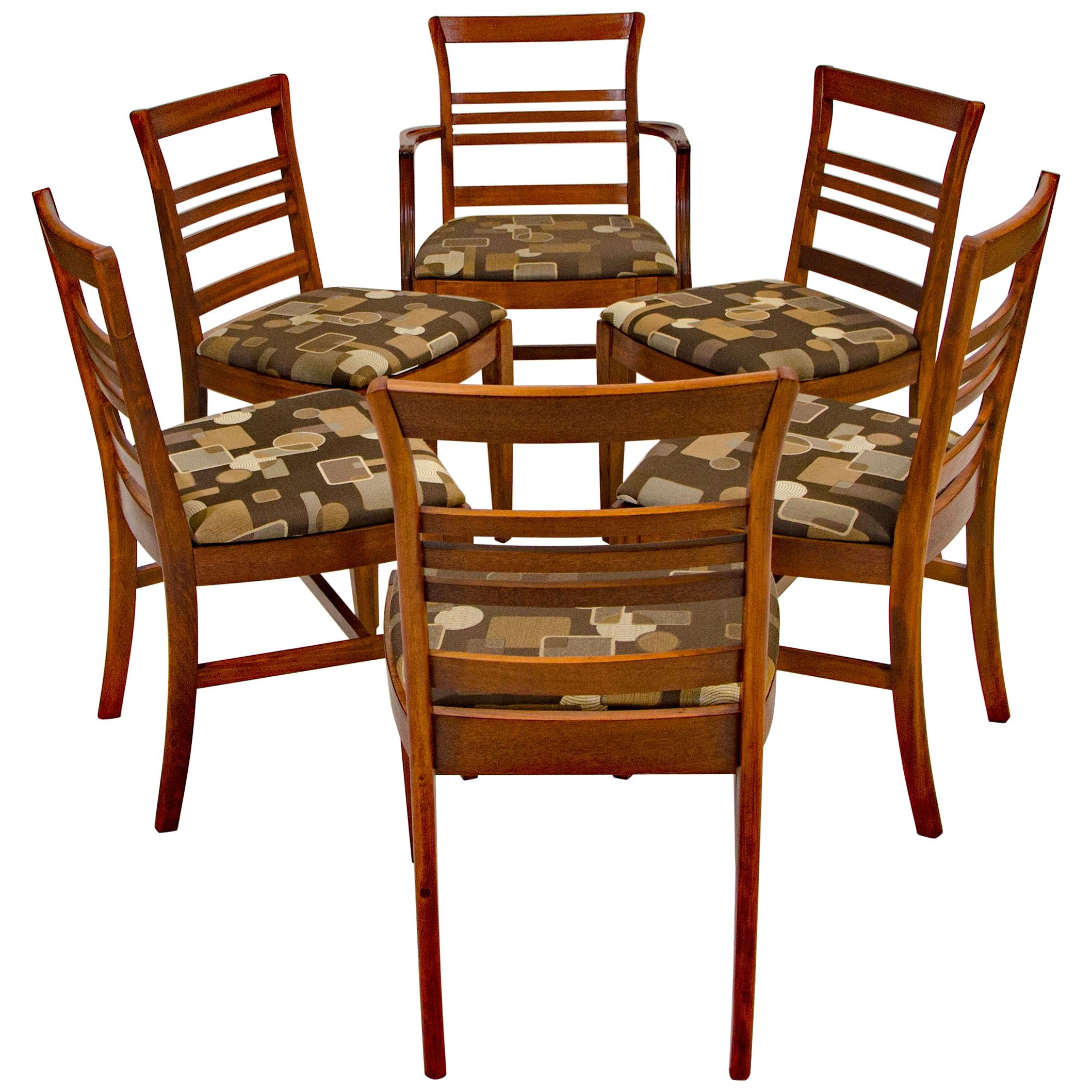 Set of Six Vintage Mahogany Dining Chairs