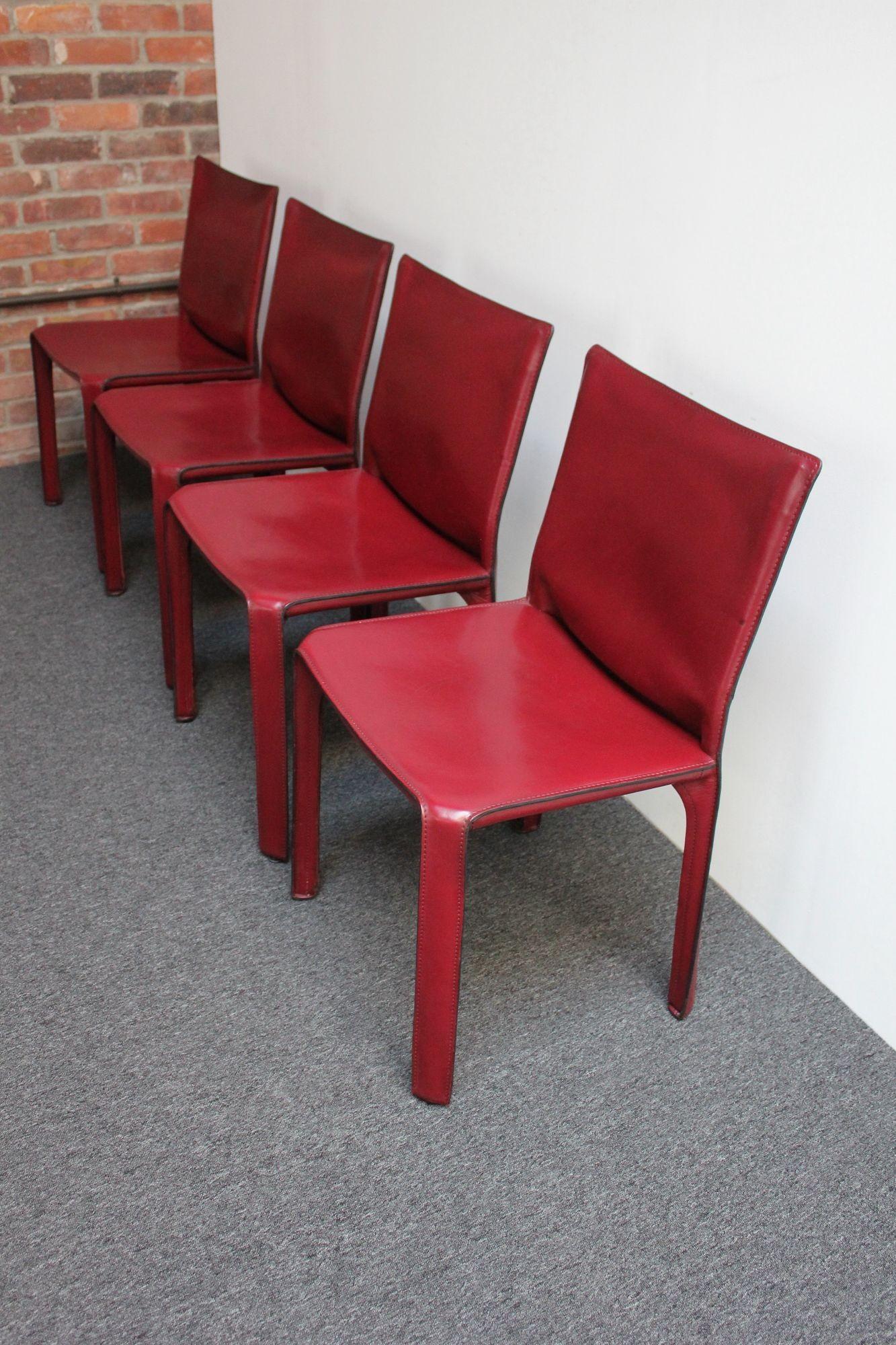 Set of Six Vintage Mario Bellini for Cassina CAB Chairs in Oxblood Leather For Sale 9