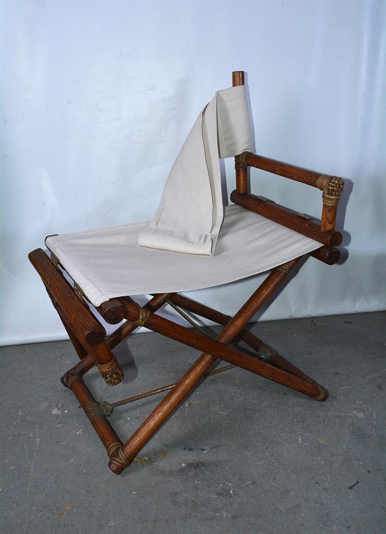 Set of Six Vintage McGuire Campaign Director Chairs For Sale at 1stdibs
