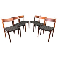 Set of Six Vintage Midcentury Danish Modern Rosewood Dining Chairs Model #418