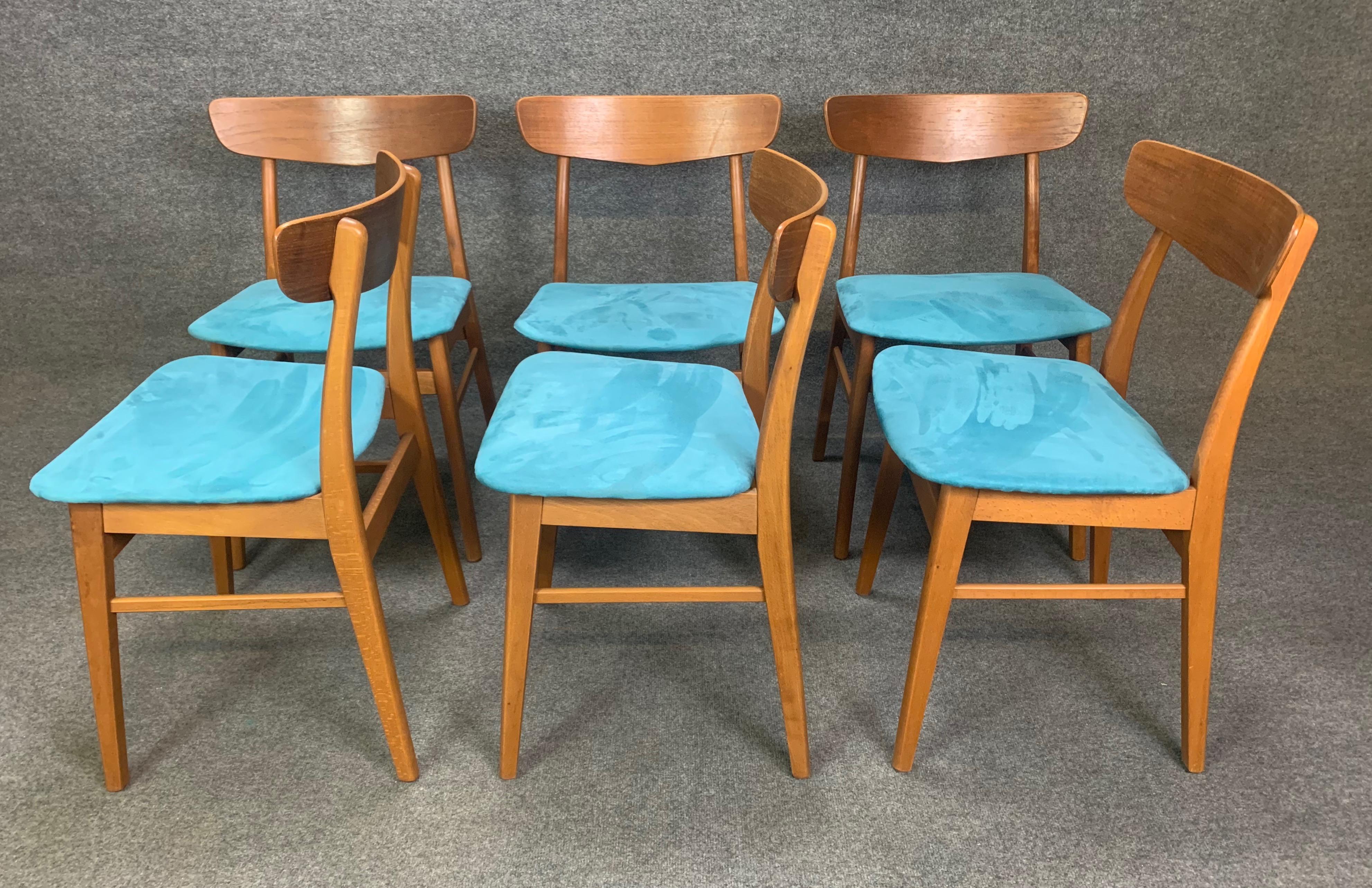 Set of Six Vintage Midcentury Danish Modern Teak Dining Chairs by Findhahls In Good Condition For Sale In San Marcos, CA