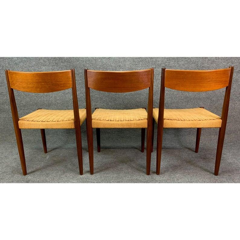 Set of Six Vintage Midcentury Danish Modern Teak Dining Chairs by Poul Volther For Sale 3