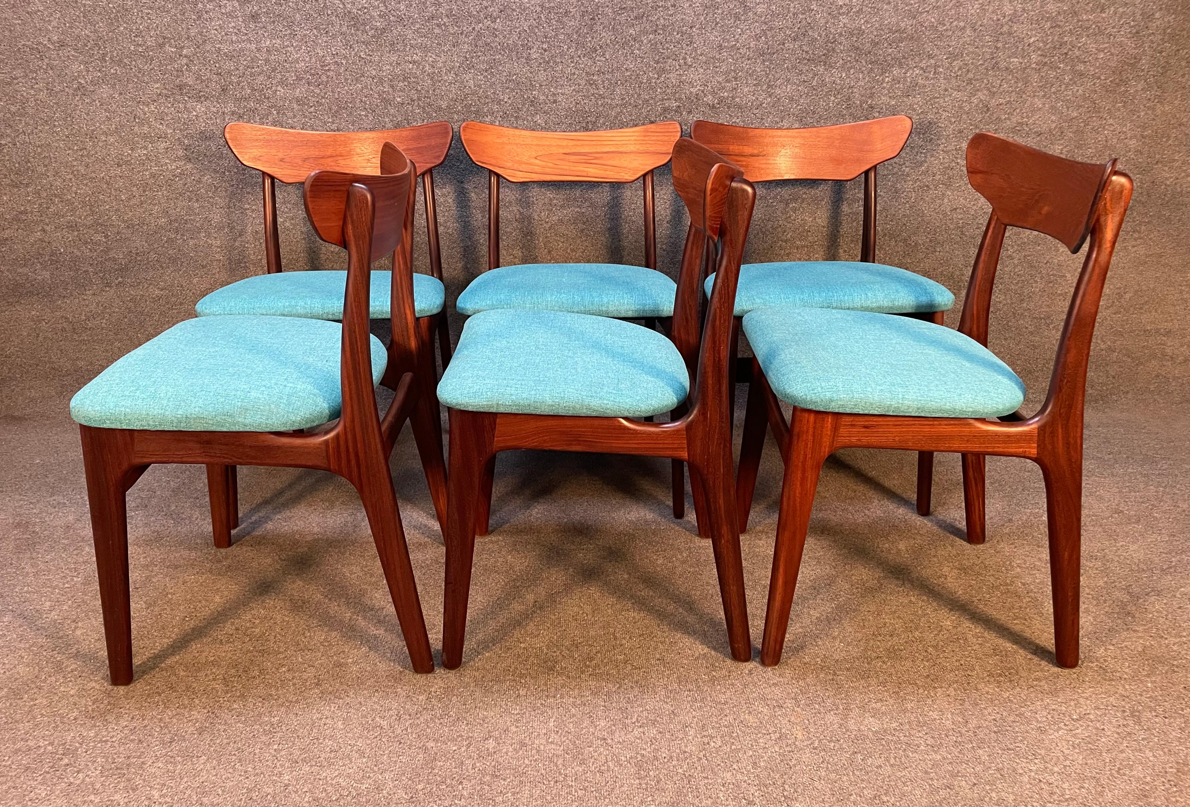 Set of Six Vintage Mid Century Danish Teak Dining Chairs by Schiønning & Elgaard 1