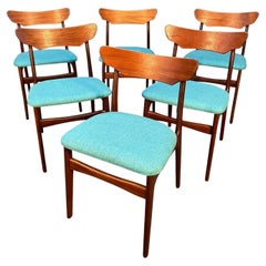 Set of Six Vintage Mid Century Danish Teak Dining Chairs by Schiønning & Elgaard