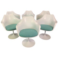 Set of Six Retro Midcentury Swivel "Tulip" Chairs by Eero Saarinen for Knoll