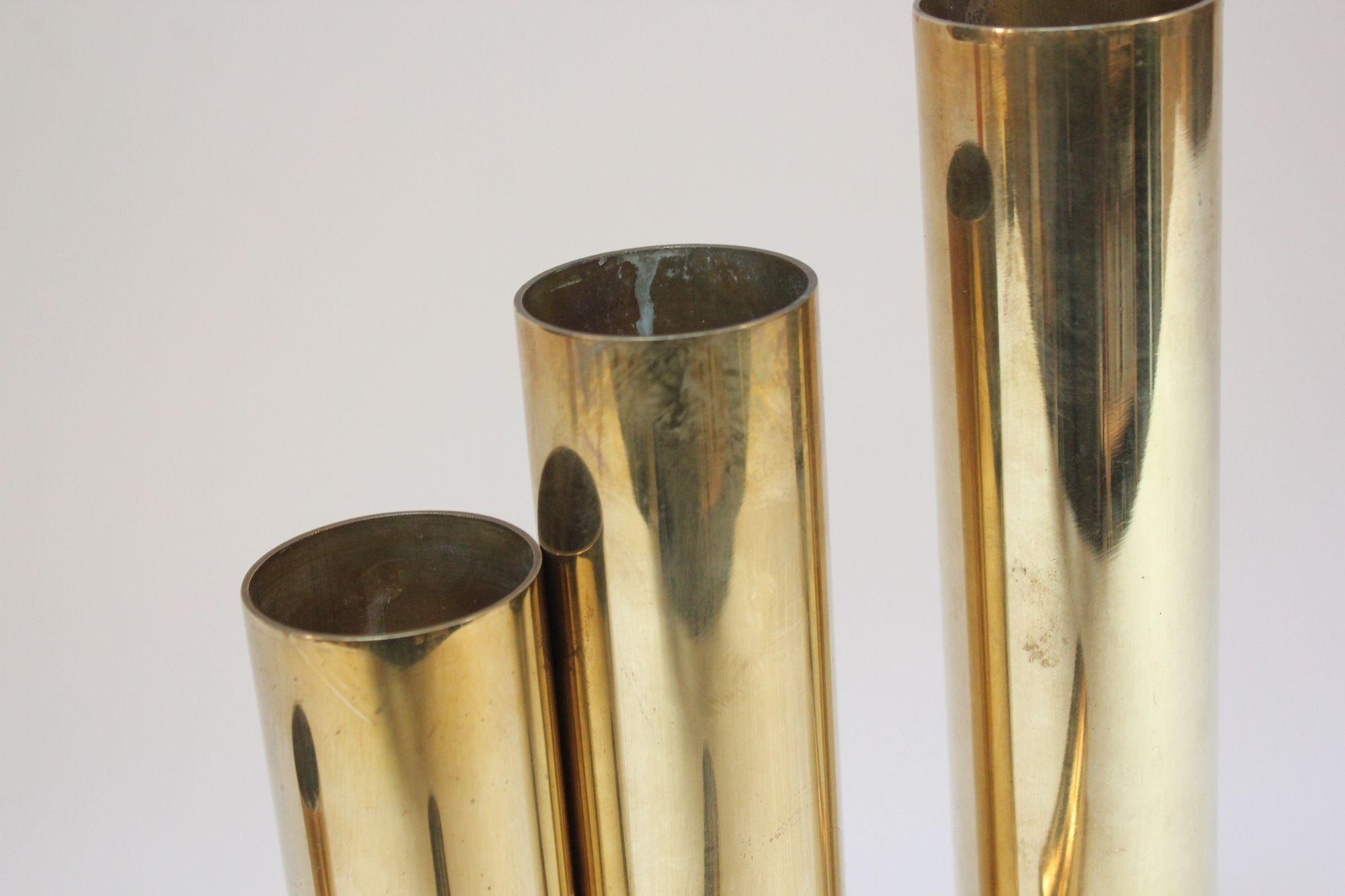 Set of Six Vintage Modernist Cylindrical Brass Votive Holders 1