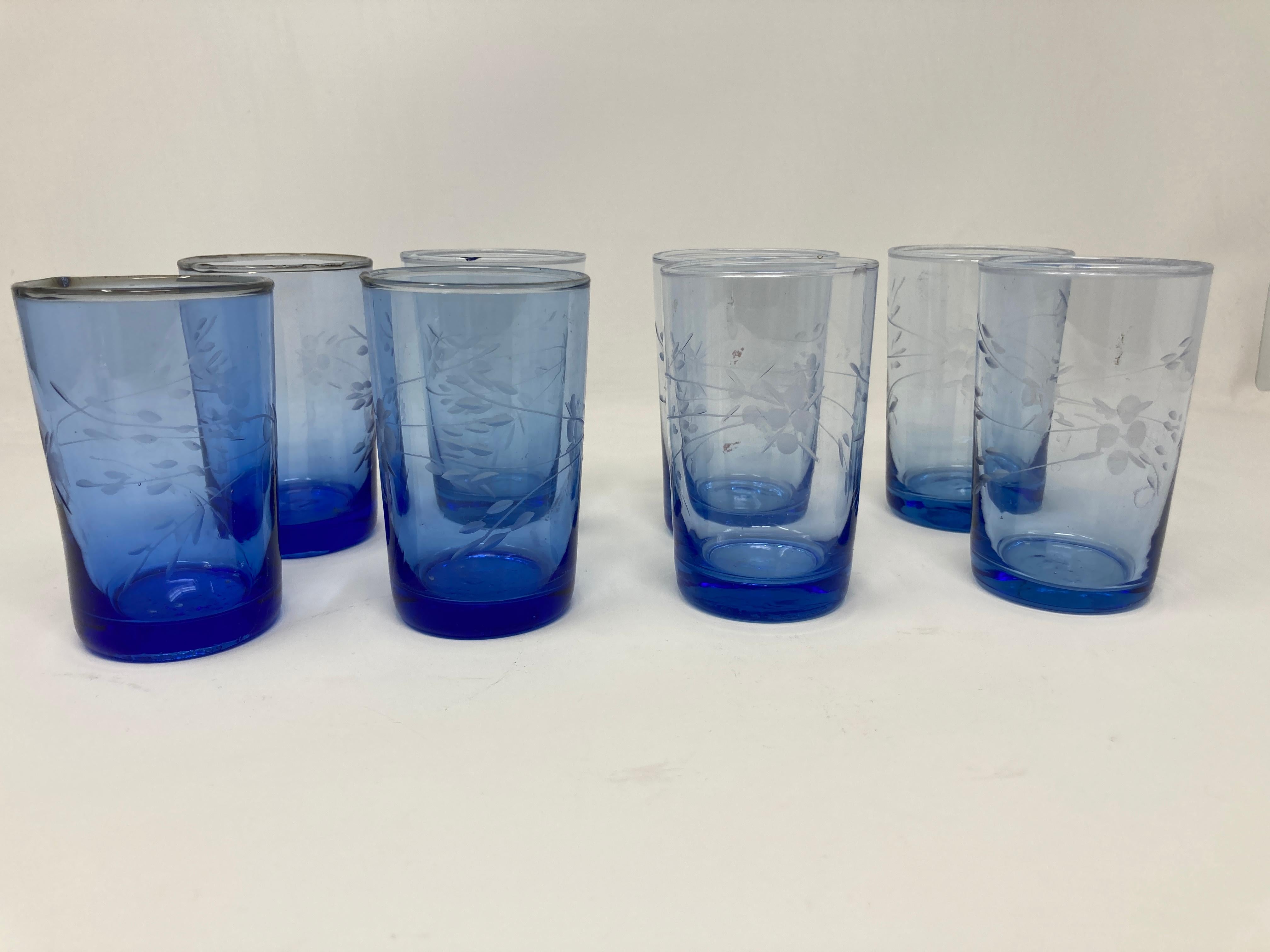 blue drinking glasses vintage