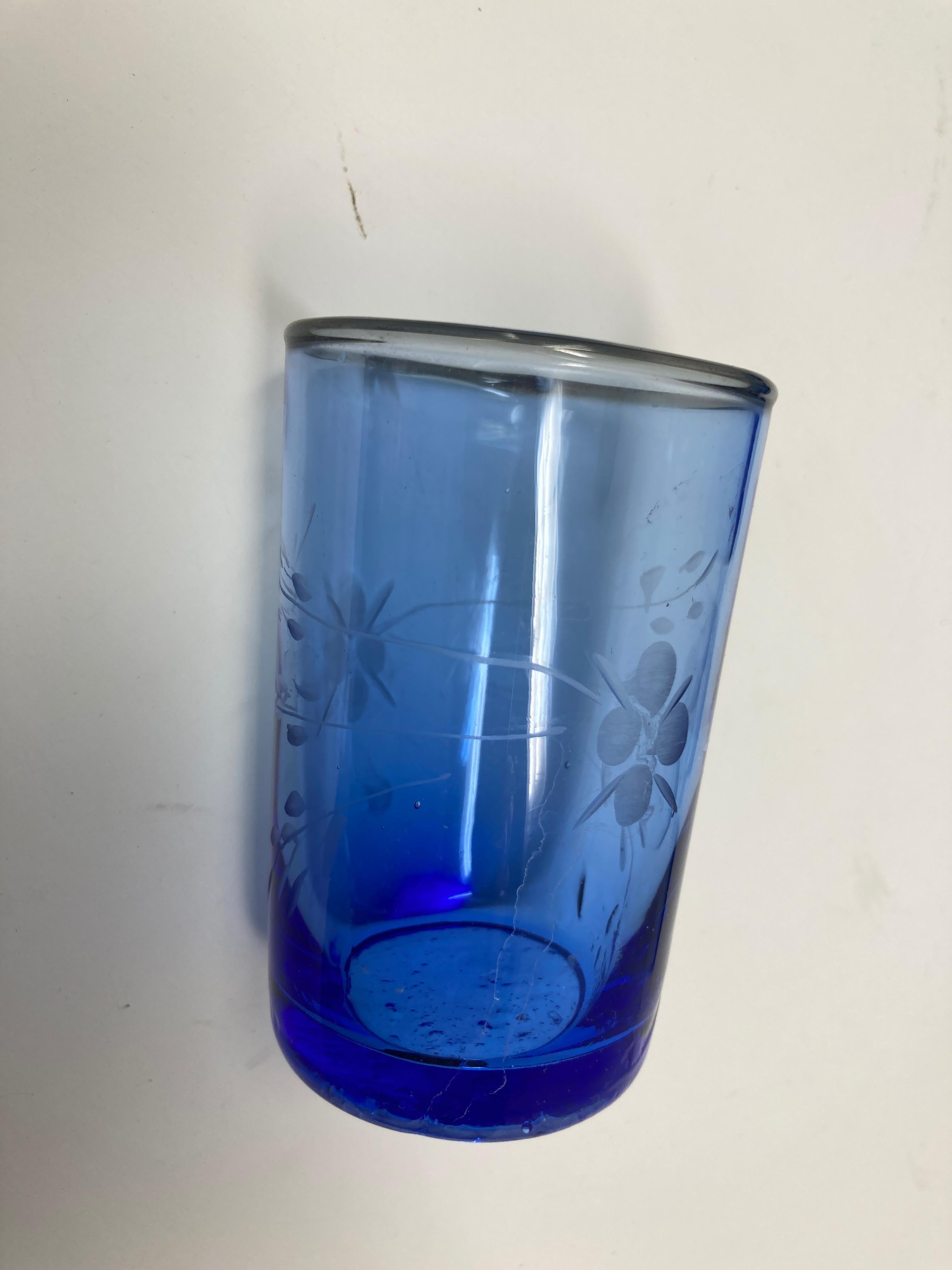 antique blue glasses