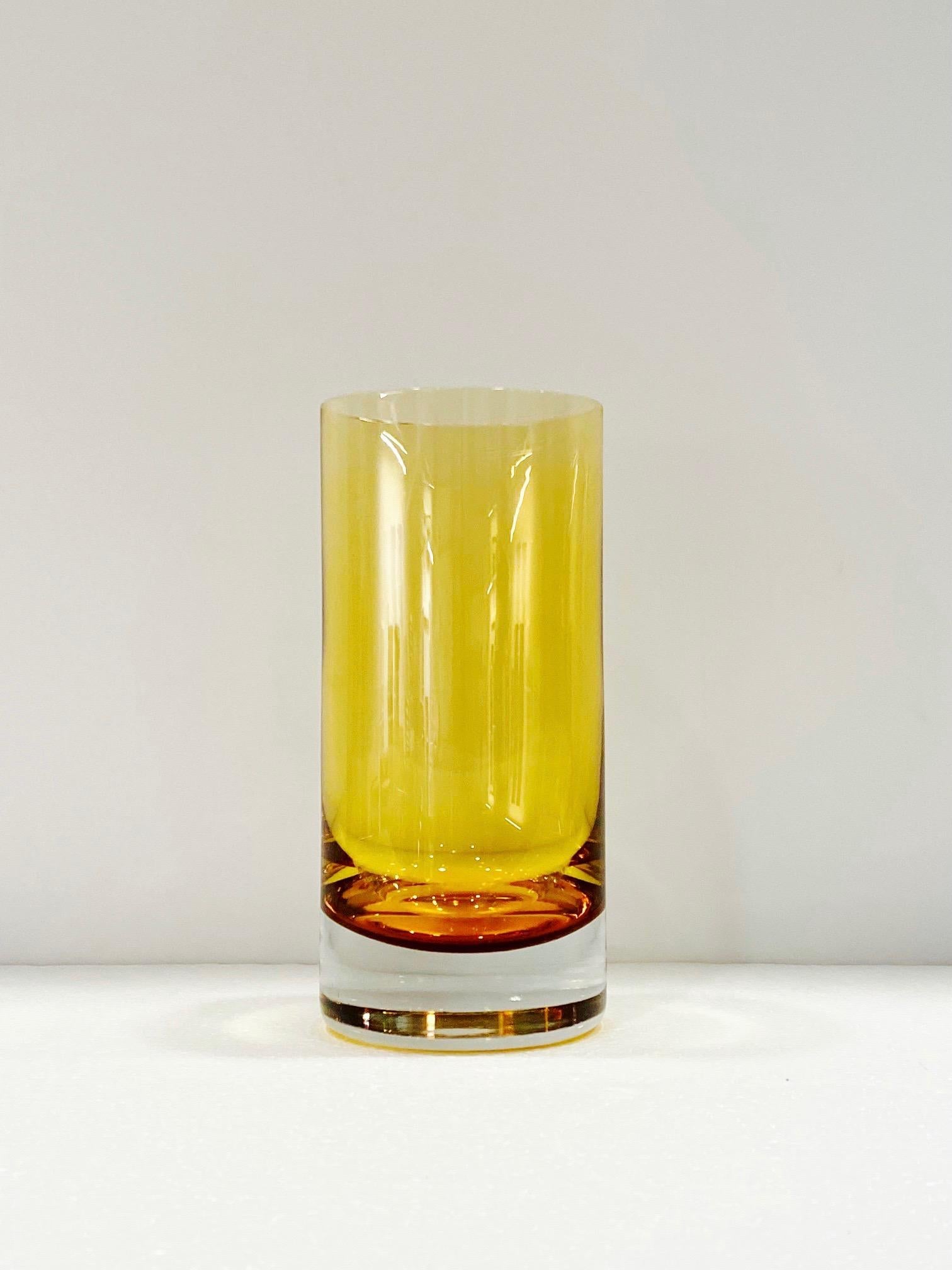 Set of Six Vintage Murano Highball Glasses in Yellow Amber Glass, c. 1980s 4