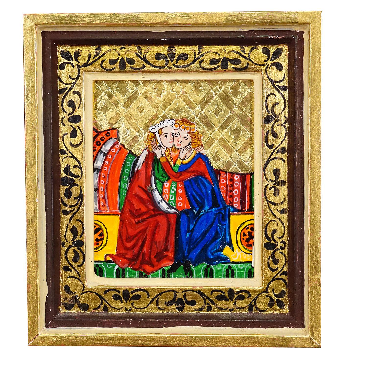 20th Century Set of Six Vintage Paintings with Minstrel Scenes from the Manesse Song Manuscri For Sale