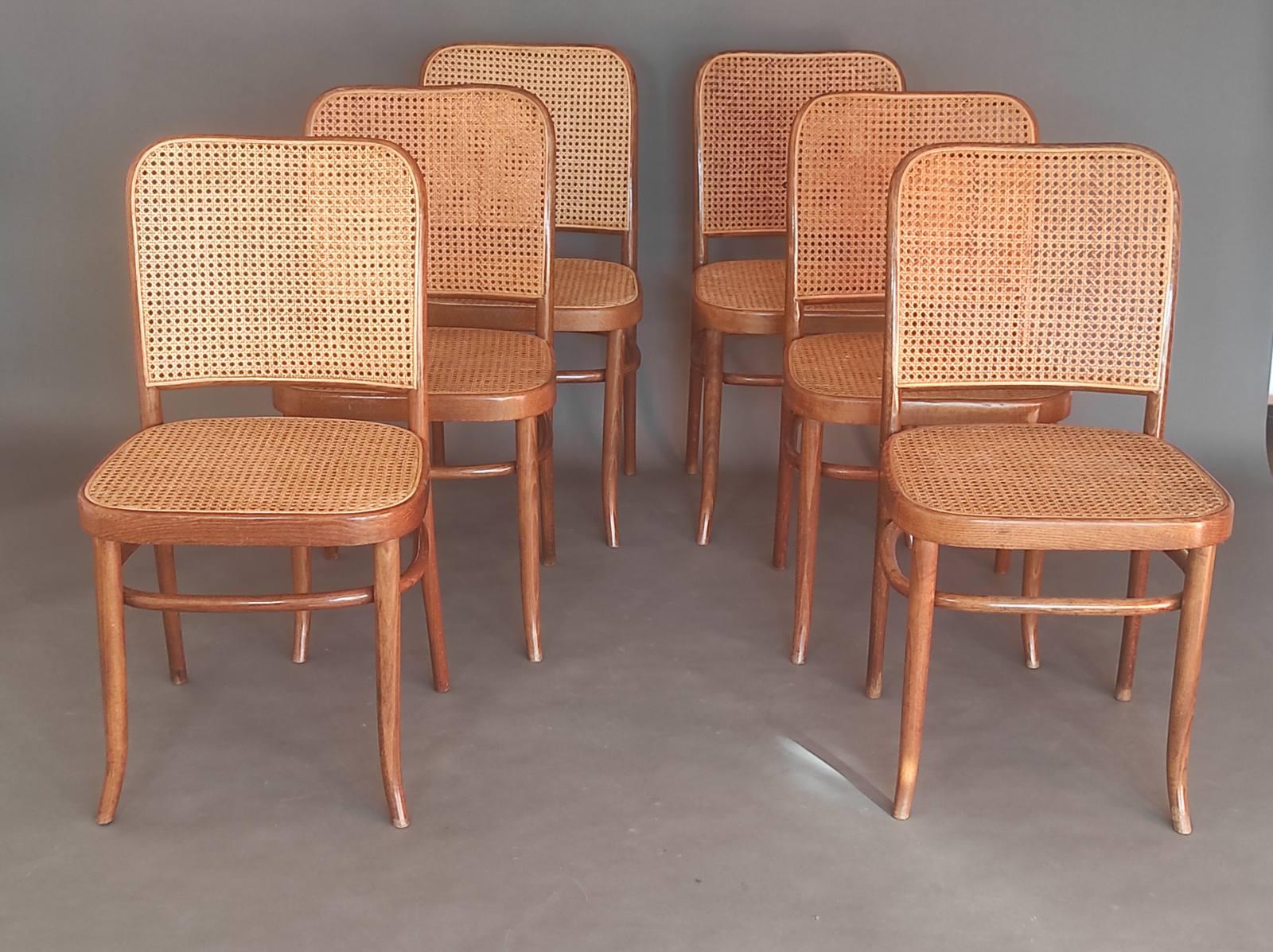 Josef Hoffmann Vintage  Chairs 811 The chairs have not been restored, considering the period of production, the condition is more than good. The chairs were produced in the Stol Kamnik factory in the 1950s.