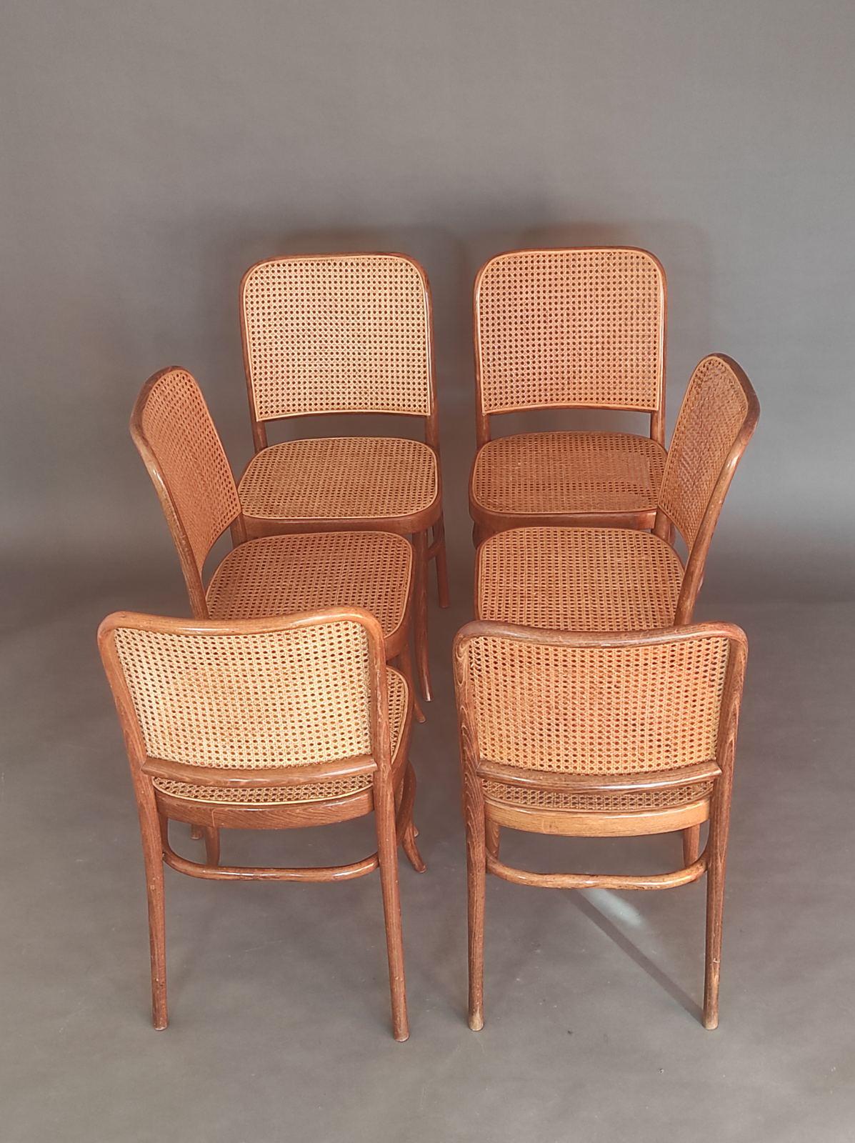 Slovenian Set of Six Vintage Prague 811 Chair By Josef Hoffmann 1950s For Sale