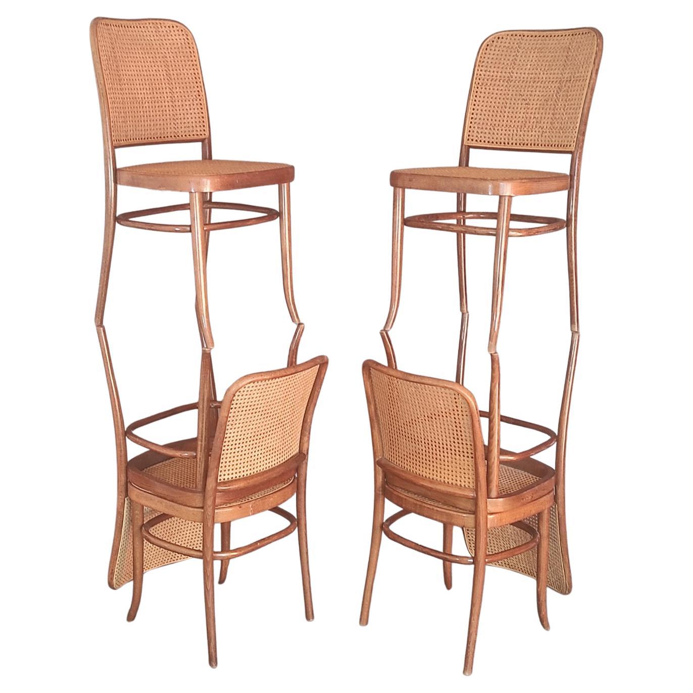 Set of Six Vintage Prague 811 Chair By Josef Hoffmann 1950s For Sale