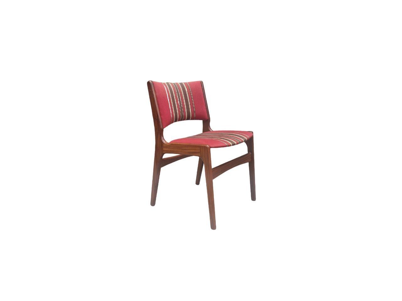 Scandinavian Modern Set of six vintage scandinavian solid teak chairs, original danish fabric