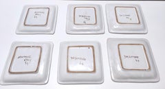 Set of Six Vintage Square Hand-Crafted Earthenware Plates by De Simone, Italy