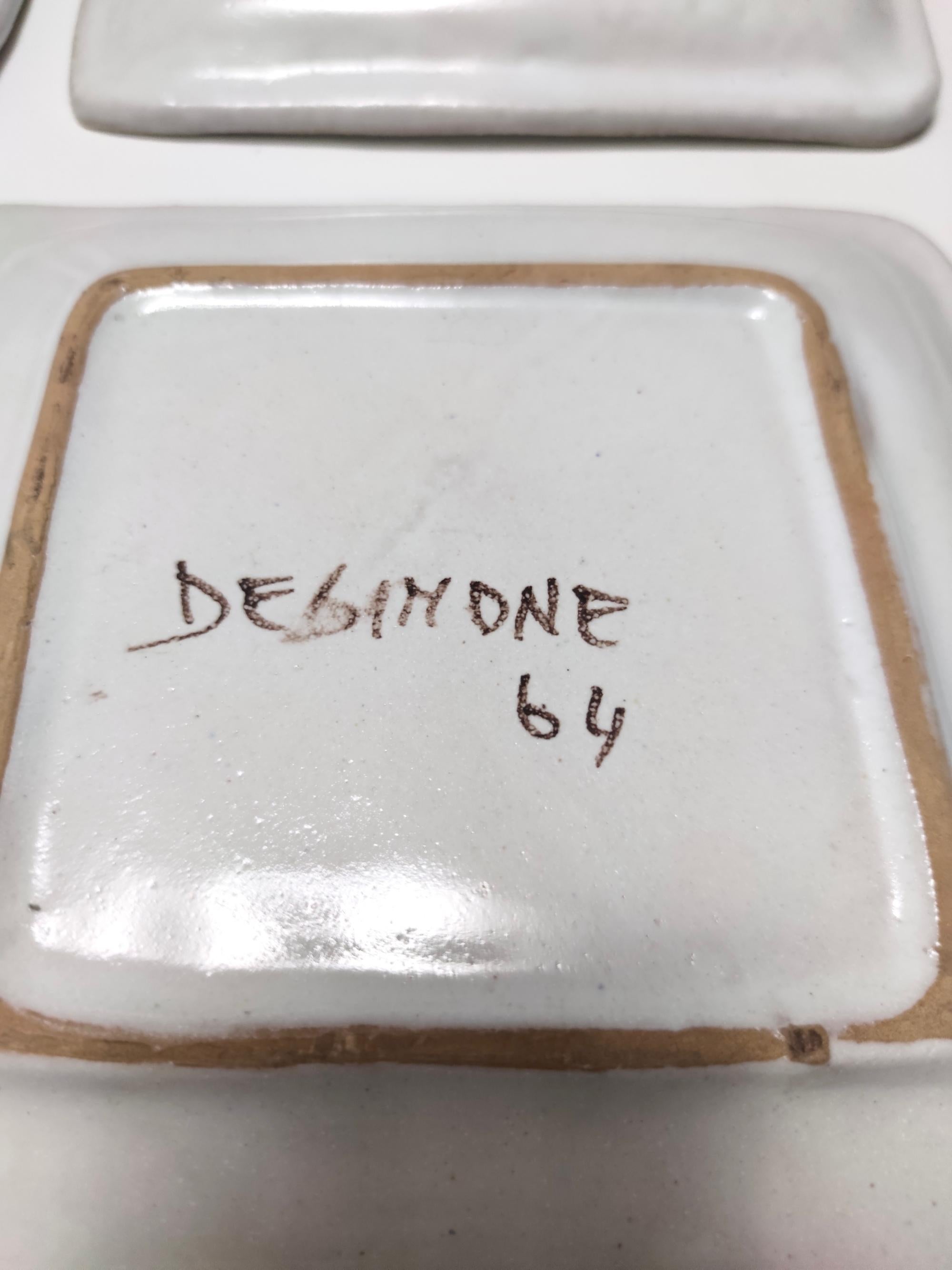 Mid-Century Modern Set of Six Vintage Square Hand-Crafted Earthenware Plates by De Simone, Italy For Sale