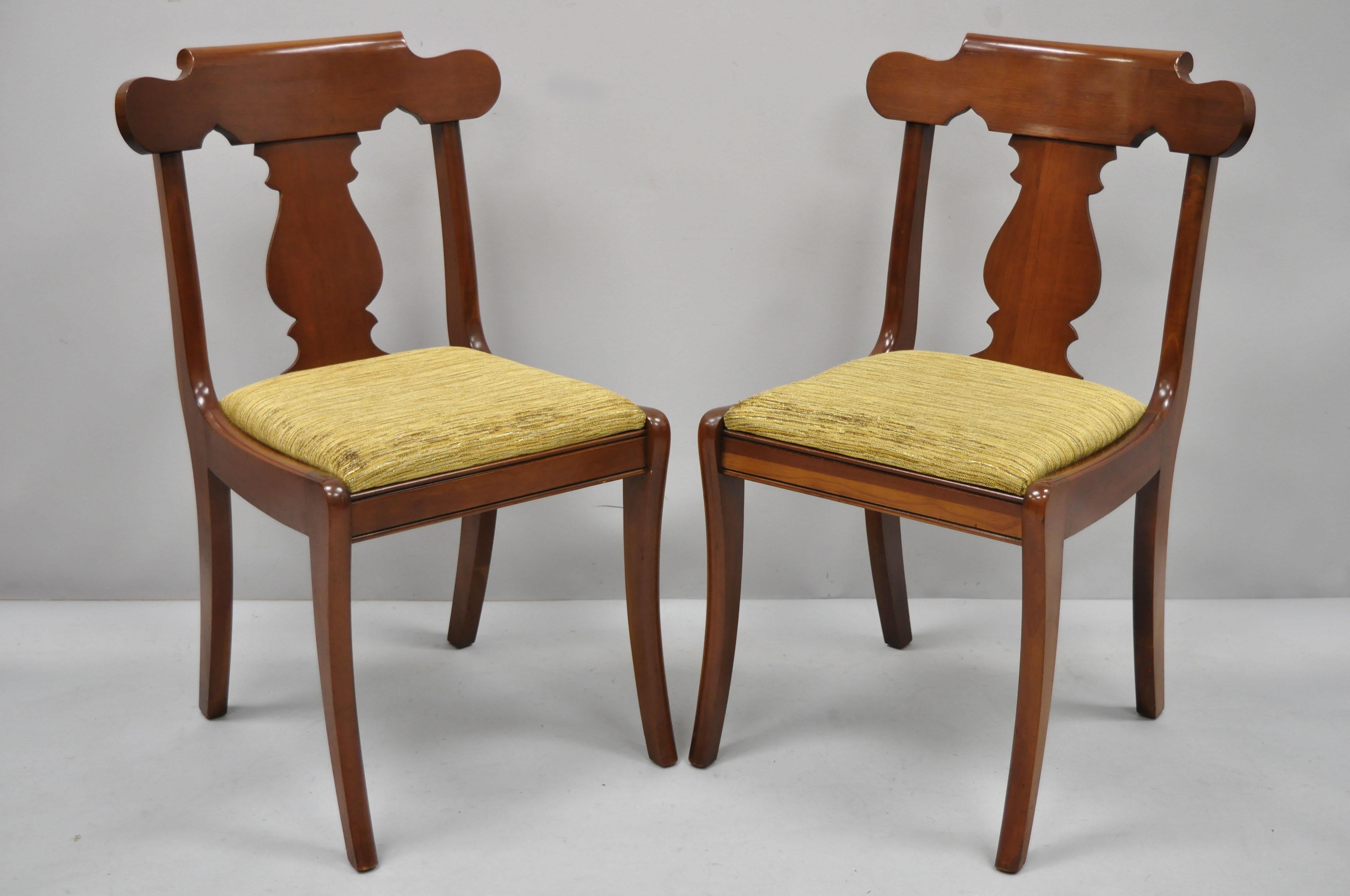 Set of Six Vintage Statton Solid Cherrywood American Colonial Dining Chairs 7