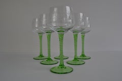 Set of six vintage stemmed glasses, 1960s.