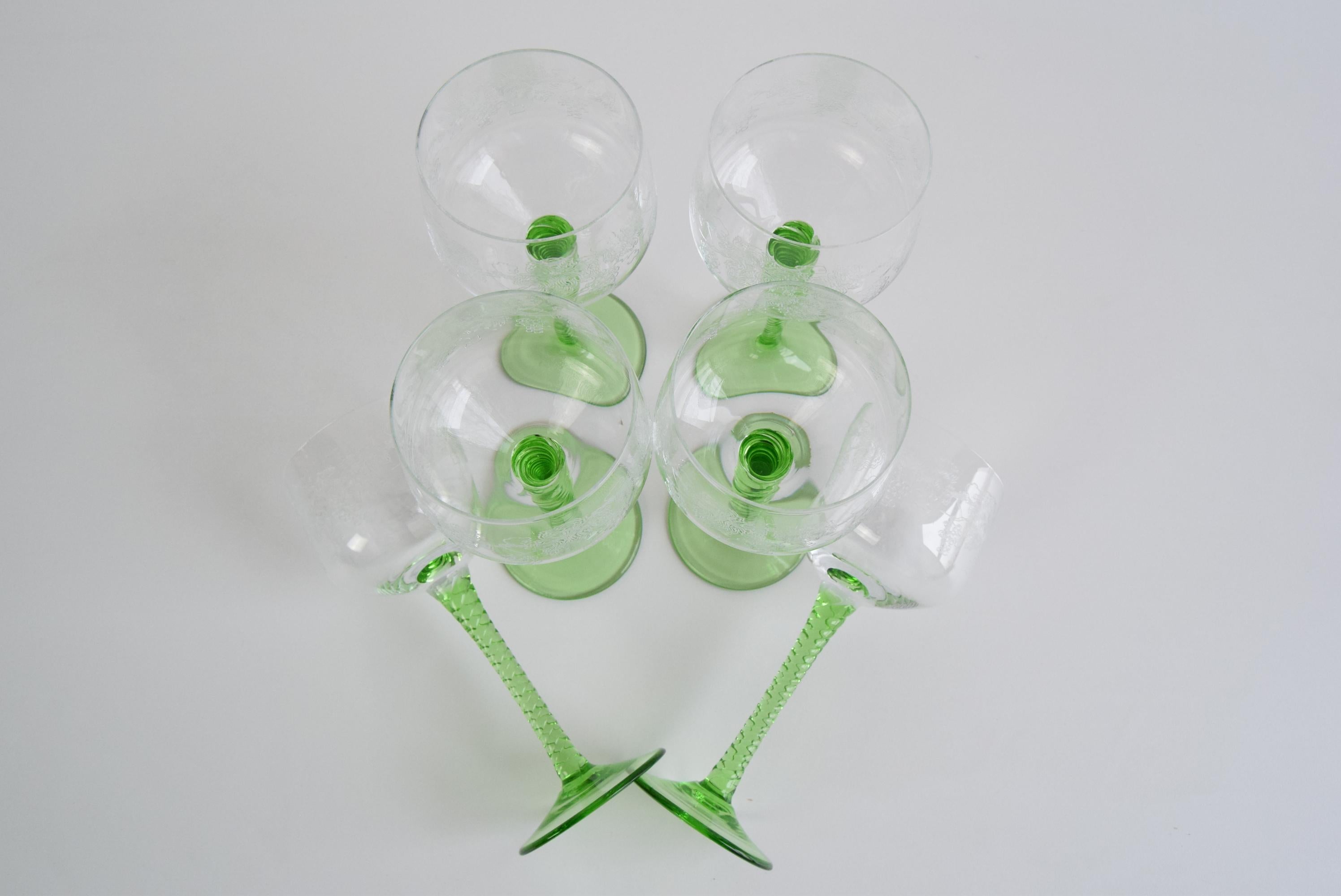 Glass Set of six vintage stemmed glasses, 1960s. For Sale