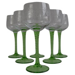 Set of six vintage stemmed glasses, 1960s.