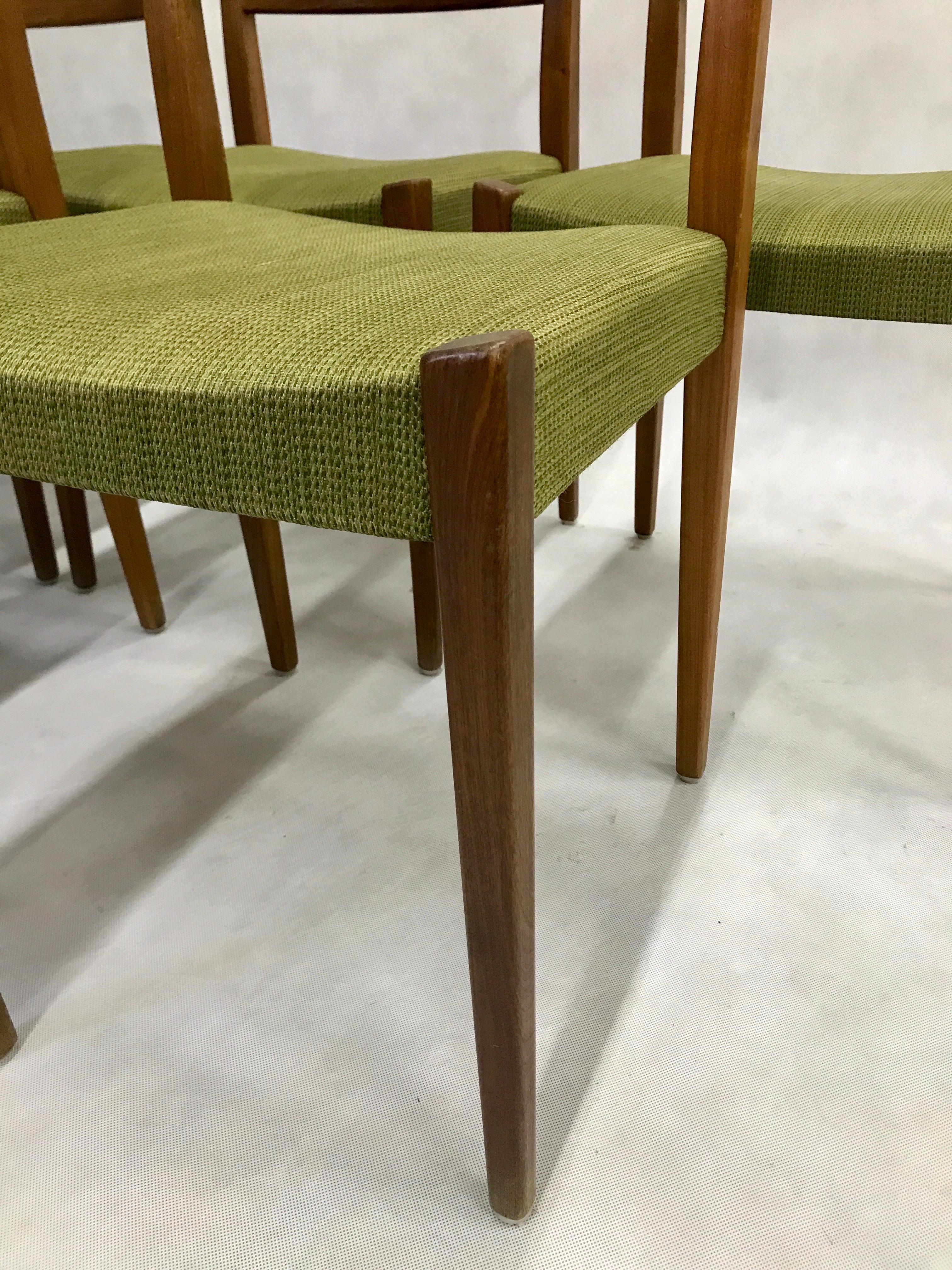 This set of six walnut chairs was designed by Nils Jonsson for Troeds, Bjärnum in the 1960s, and remains in an original condition. The upholstery is also original.