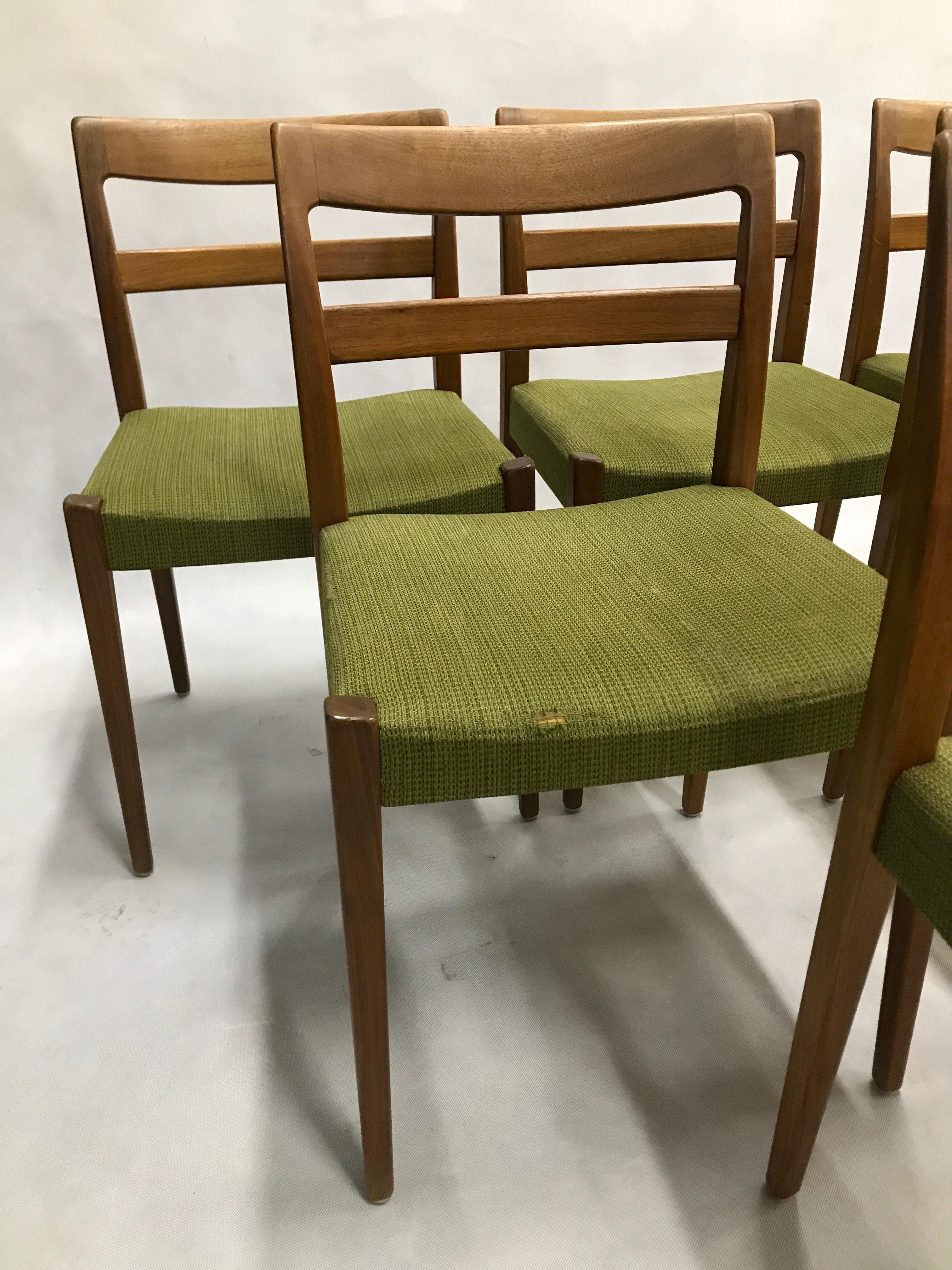 Fabric Set of Six Vintage Swedish Dining Chairs by Nils Jonsson for Troeds Bjärnum For Sale