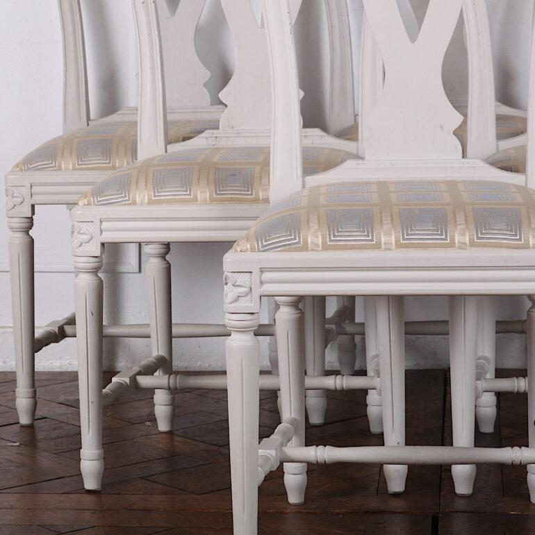 20th Century Set of Six Vintage Swedish Neo Classical Gustavian Style Pained Dining Chairs