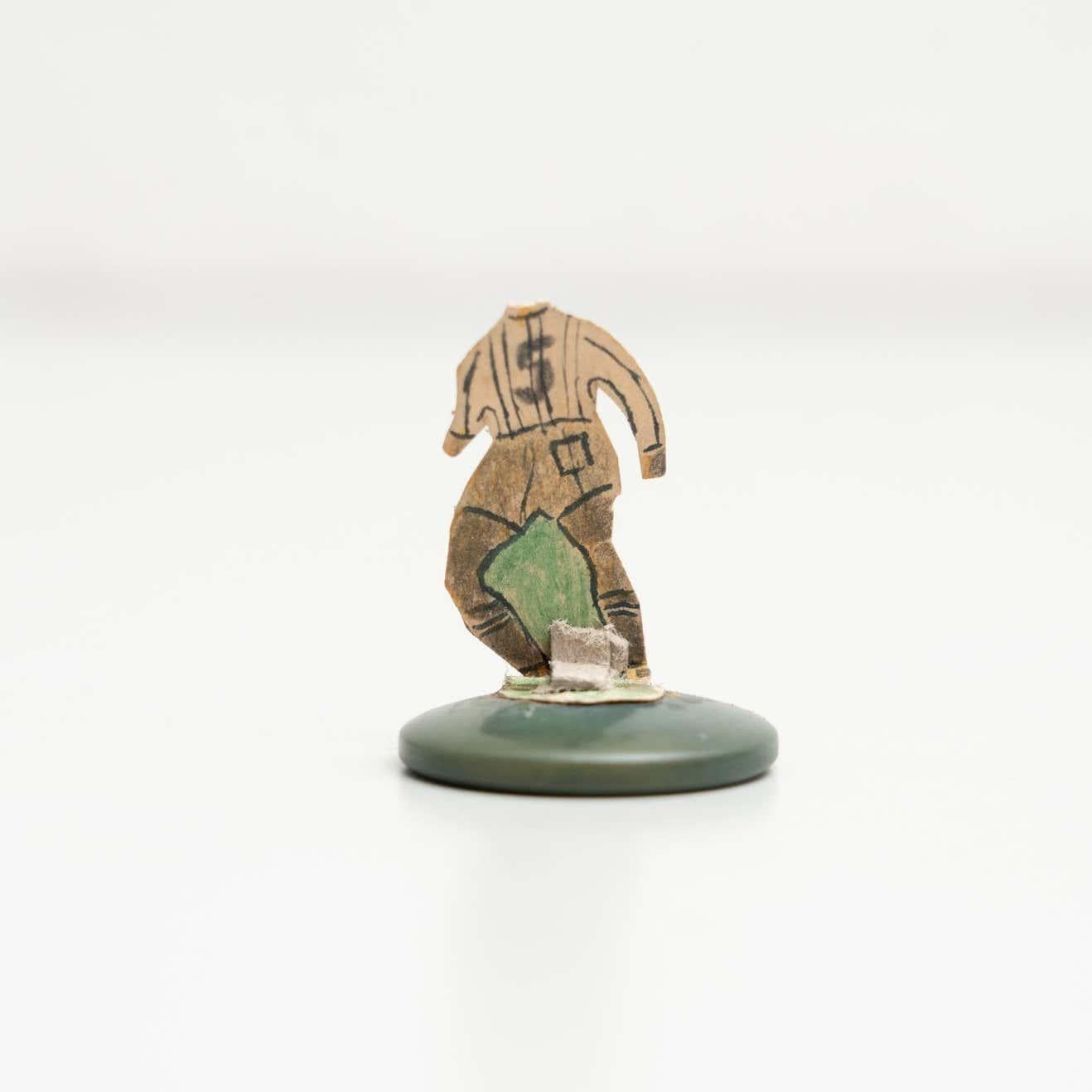 Set of Six Vintage Table Button Soccer Game Players, Spain, circa 1950 For Sale 6