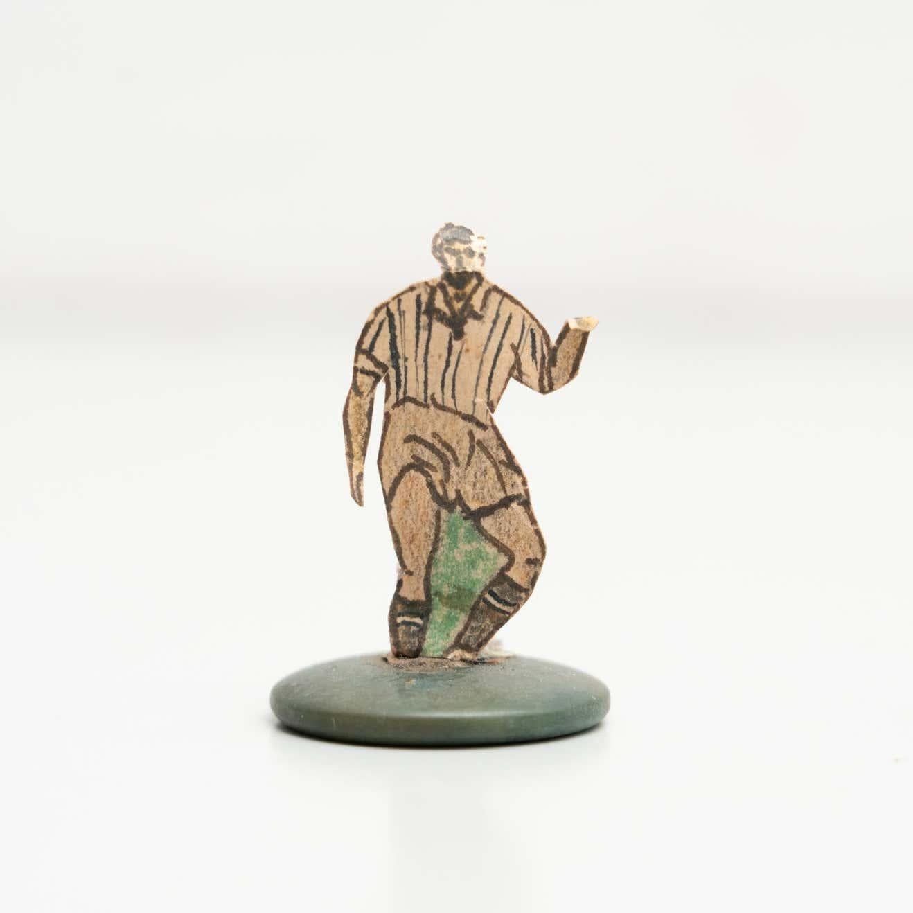 Set of Six Vintage Table Button Soccer Game Players, Spain, circa 1950 In Good Condition For Sale In Barcelona, ES