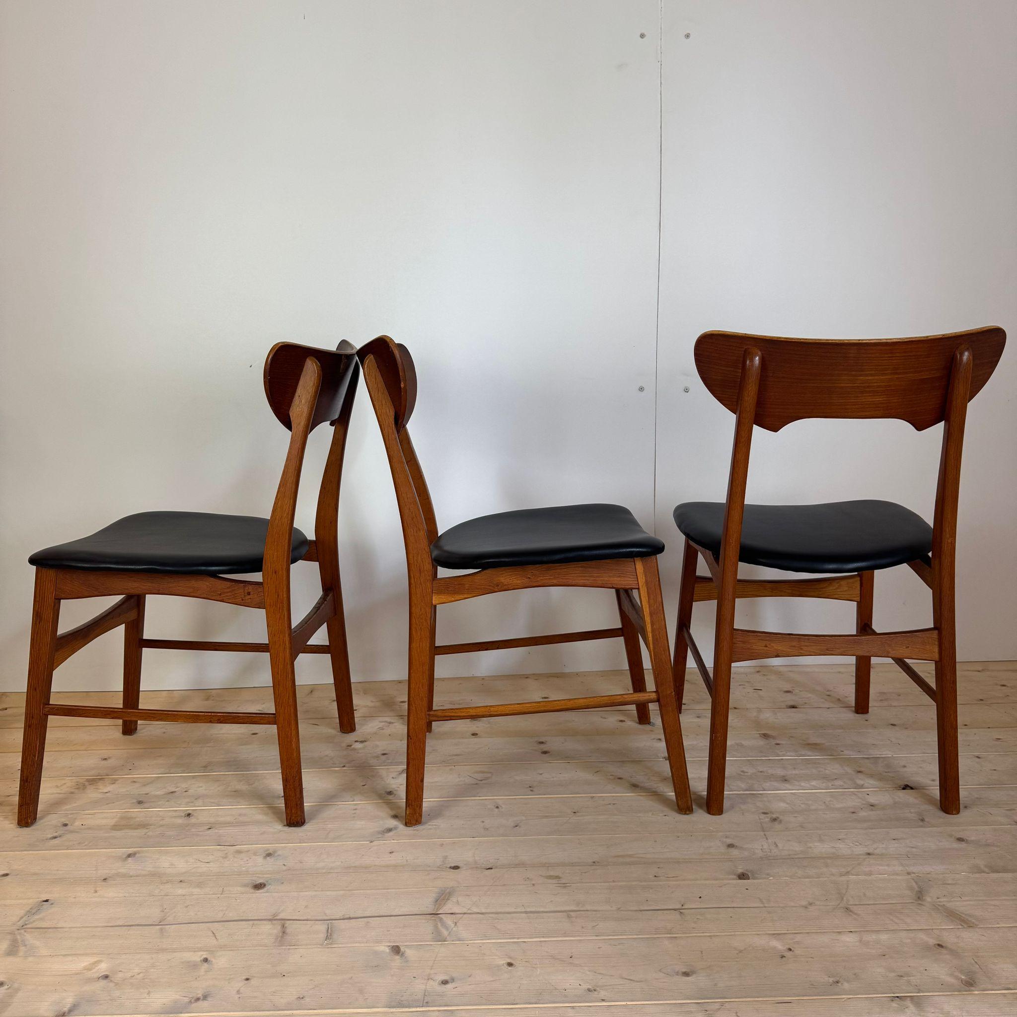 Danish Ensemble de six chaises vintage en teck, Danemark 1960 en vente