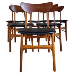 Ensemble de six chaises vintage en teck, Danemark 1960