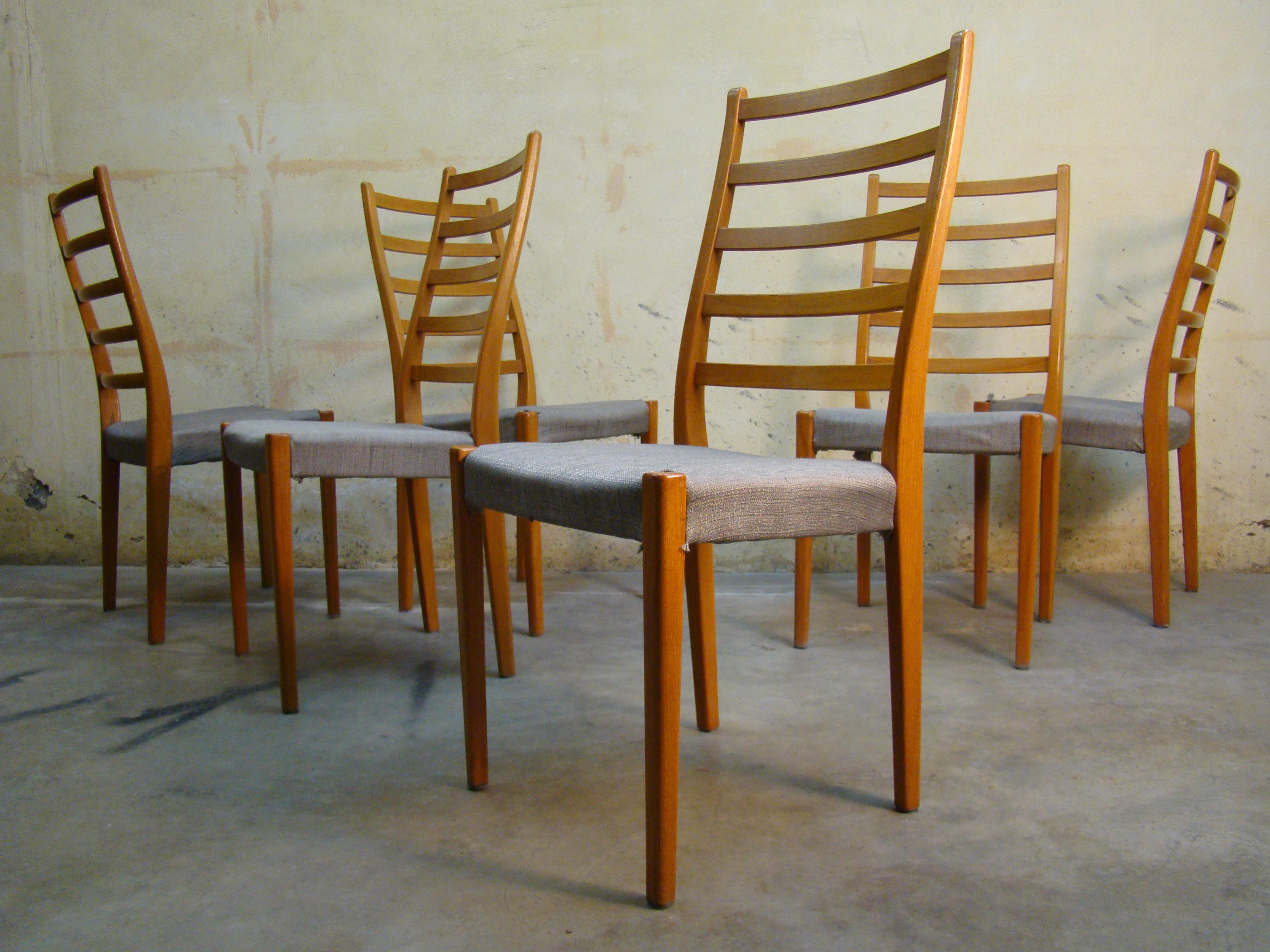 Mid-Century Modern Set of Six Vintage Teak Dining Side Chairs by Svegards Markaryd Denmark