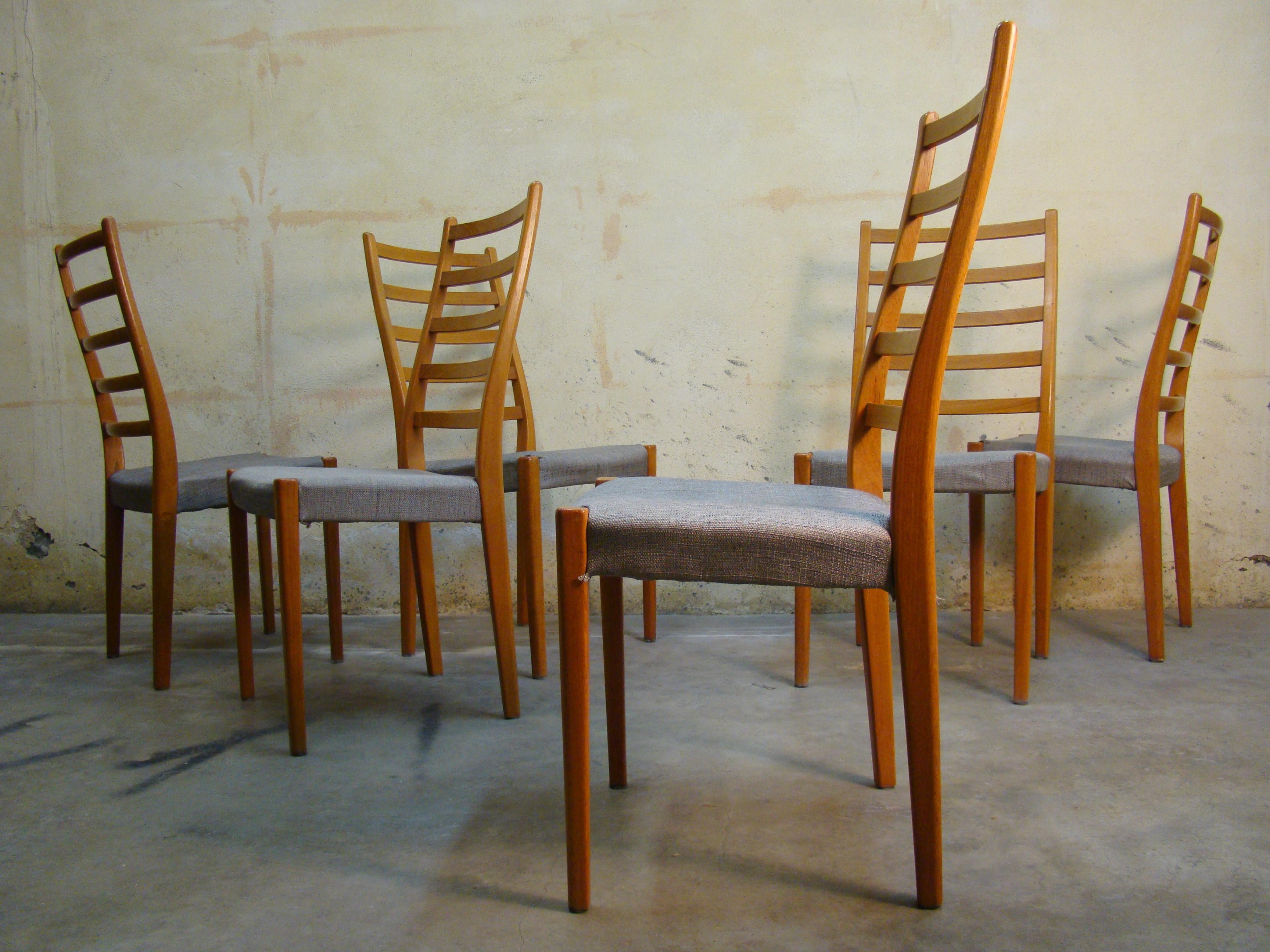 Swedish Set of Six Vintage Teak Dining Side Chairs by Svegards Markaryd Denmark