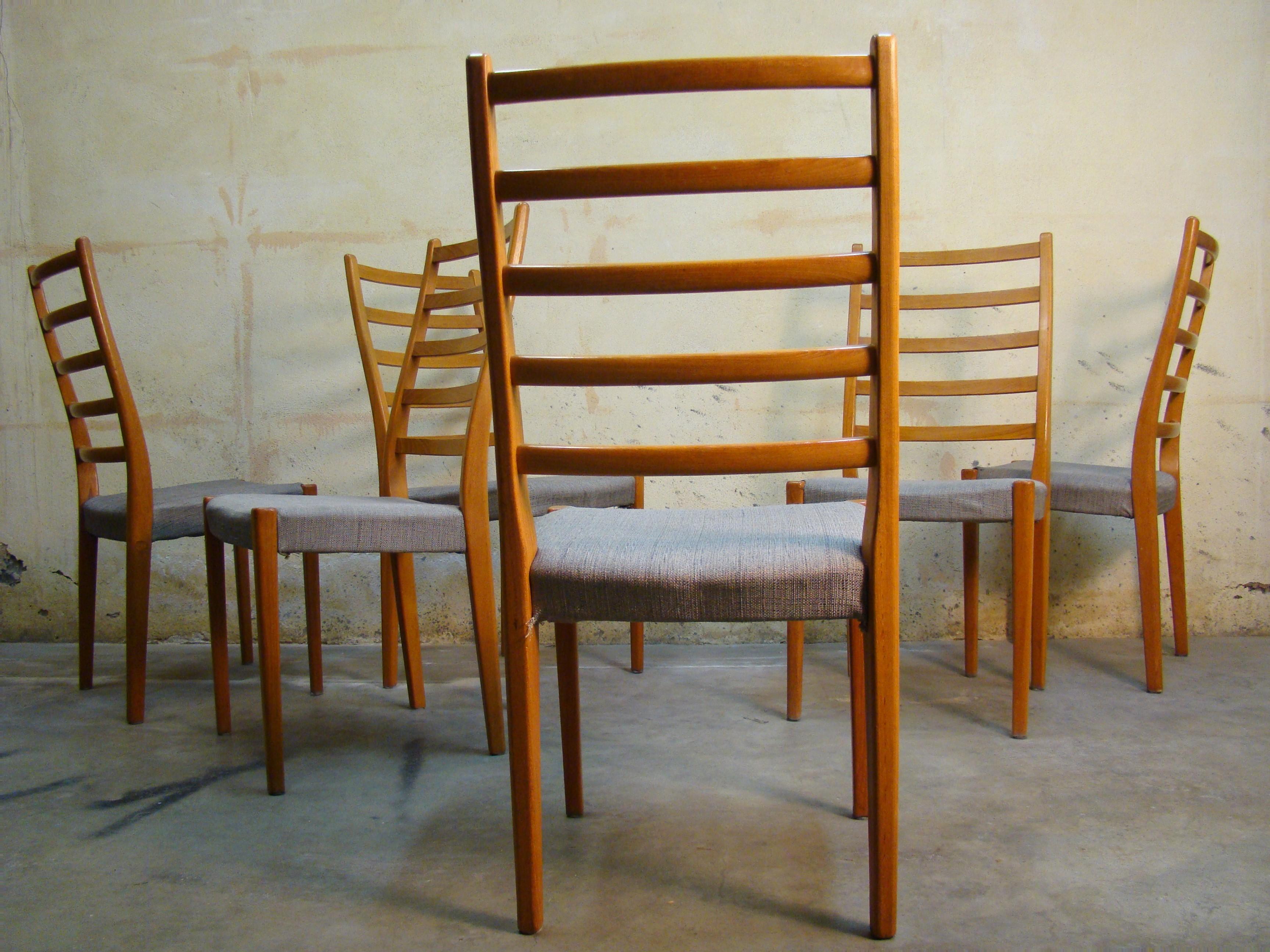 20th Century Set of Six Vintage Teak Dining Side Chairs by Svegards Markaryd Denmark