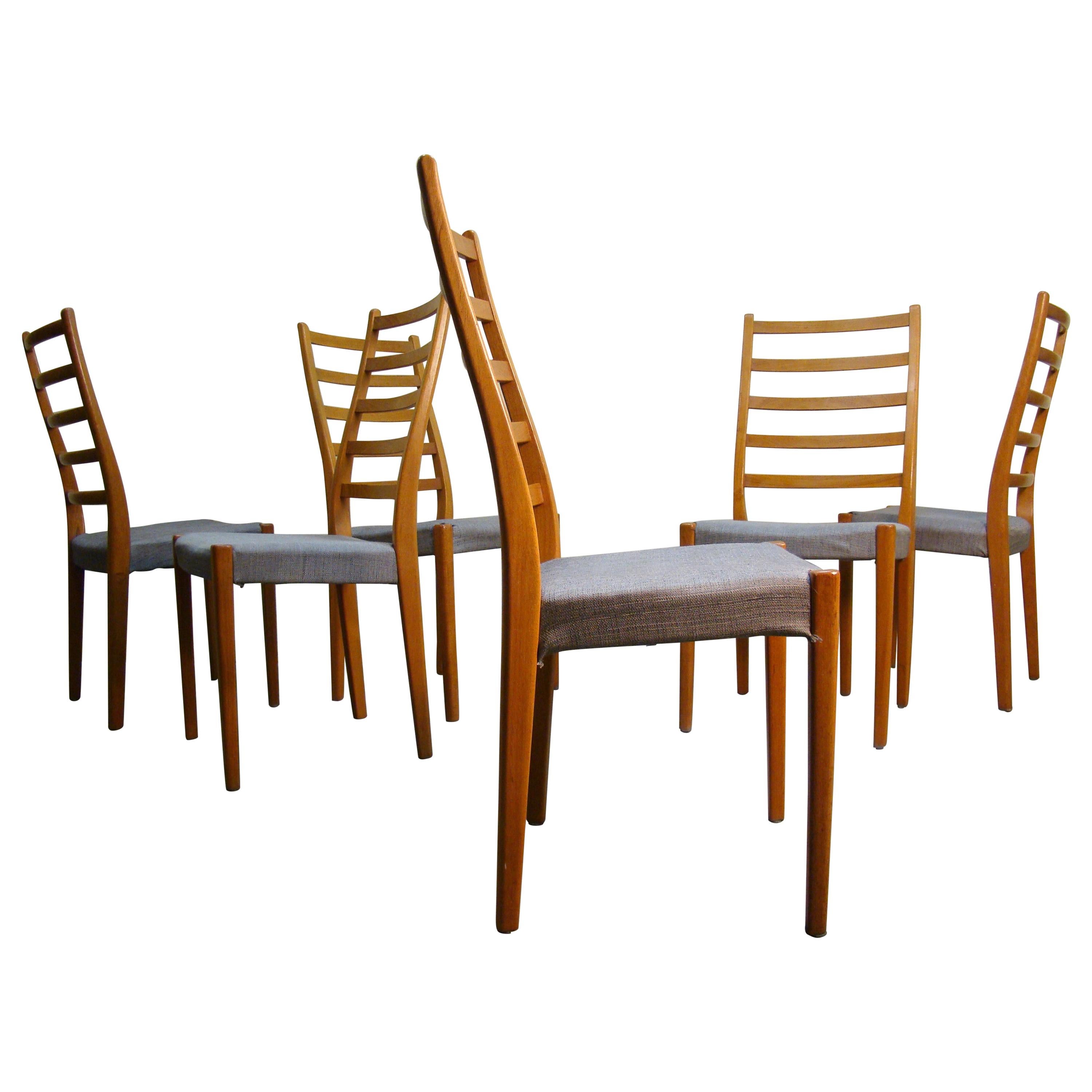 Set of Six Vintage Teak Dining Side Chairs by Svegards Markaryd Denmark