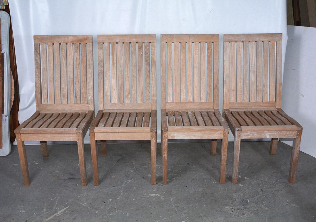 American Set of Six Vintage Teakwood Outdoor Dining Chairs