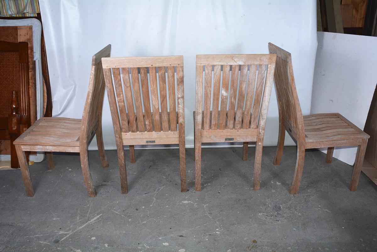 Set of Six Vintage Teakwood Outdoor Dining Chairs 1