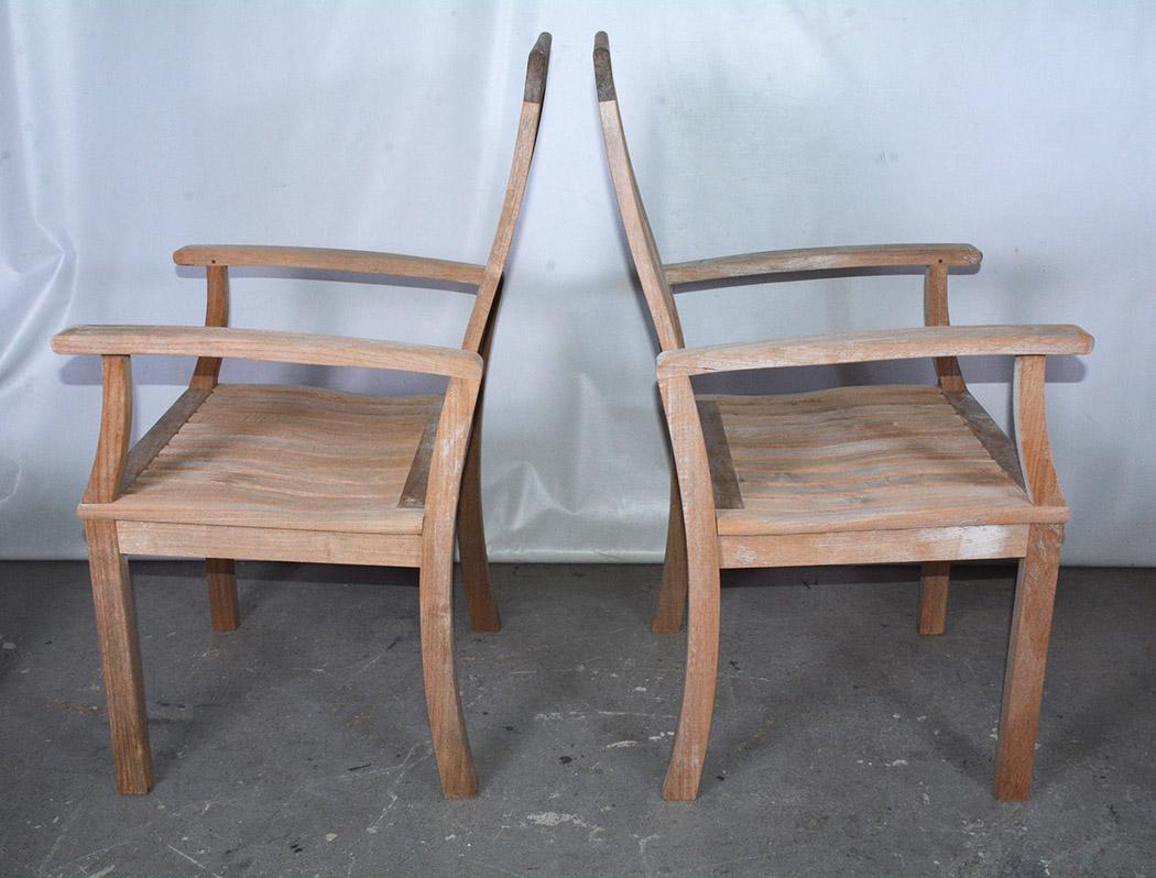 Set of Six Vintage Teakwood Outdoor Dining Chairs 2