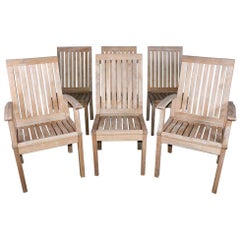 Set of Six Vintage Teakwood Outdoor Dining Chairs