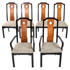 Set of Six Vintage Thomasville Embassy Asian Chinoiserie Dining Chairs