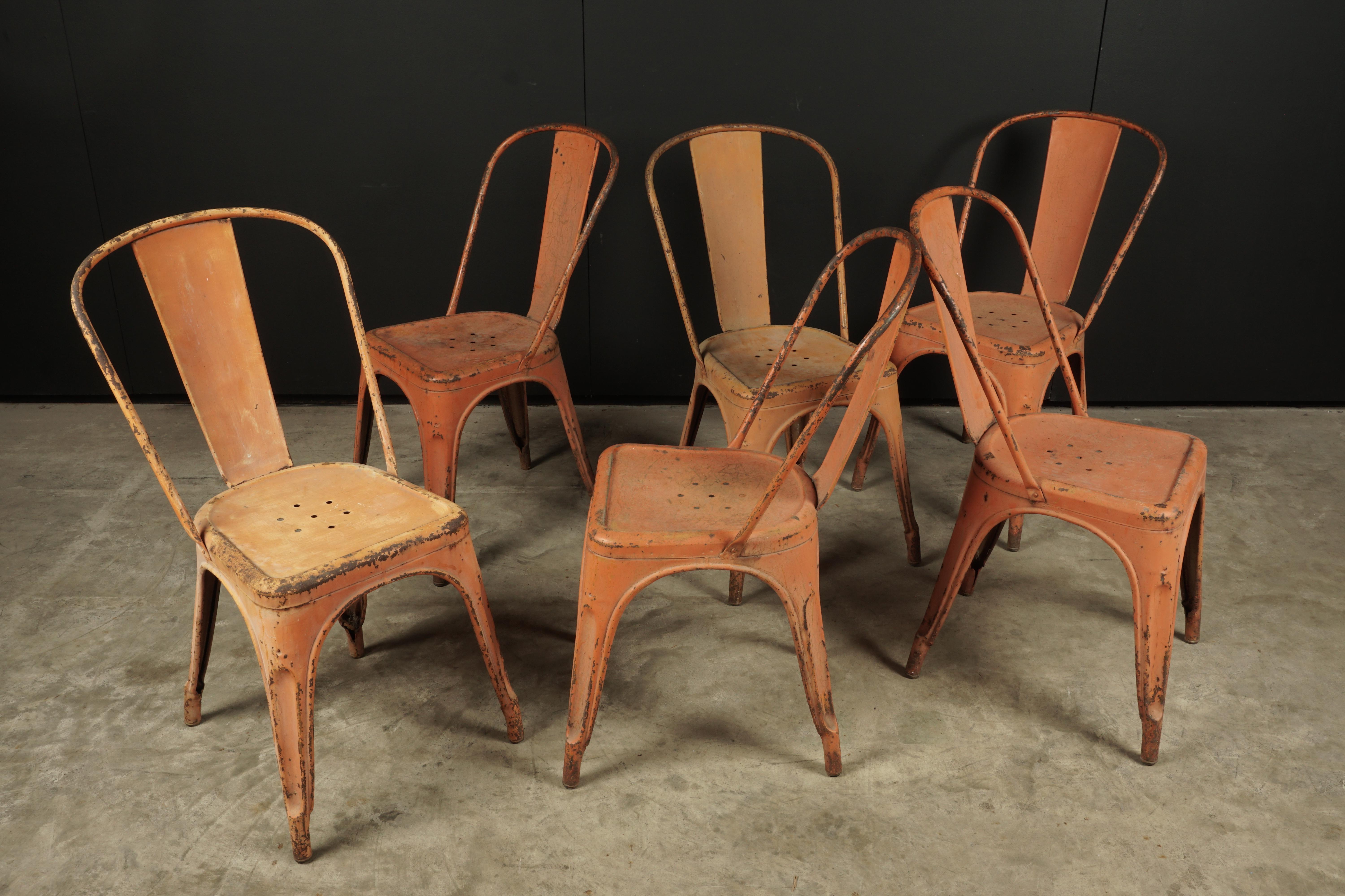 Rare Set of Six Vintage Tolix Chairs, circa 1950 In Good Condition In Nashville, TN