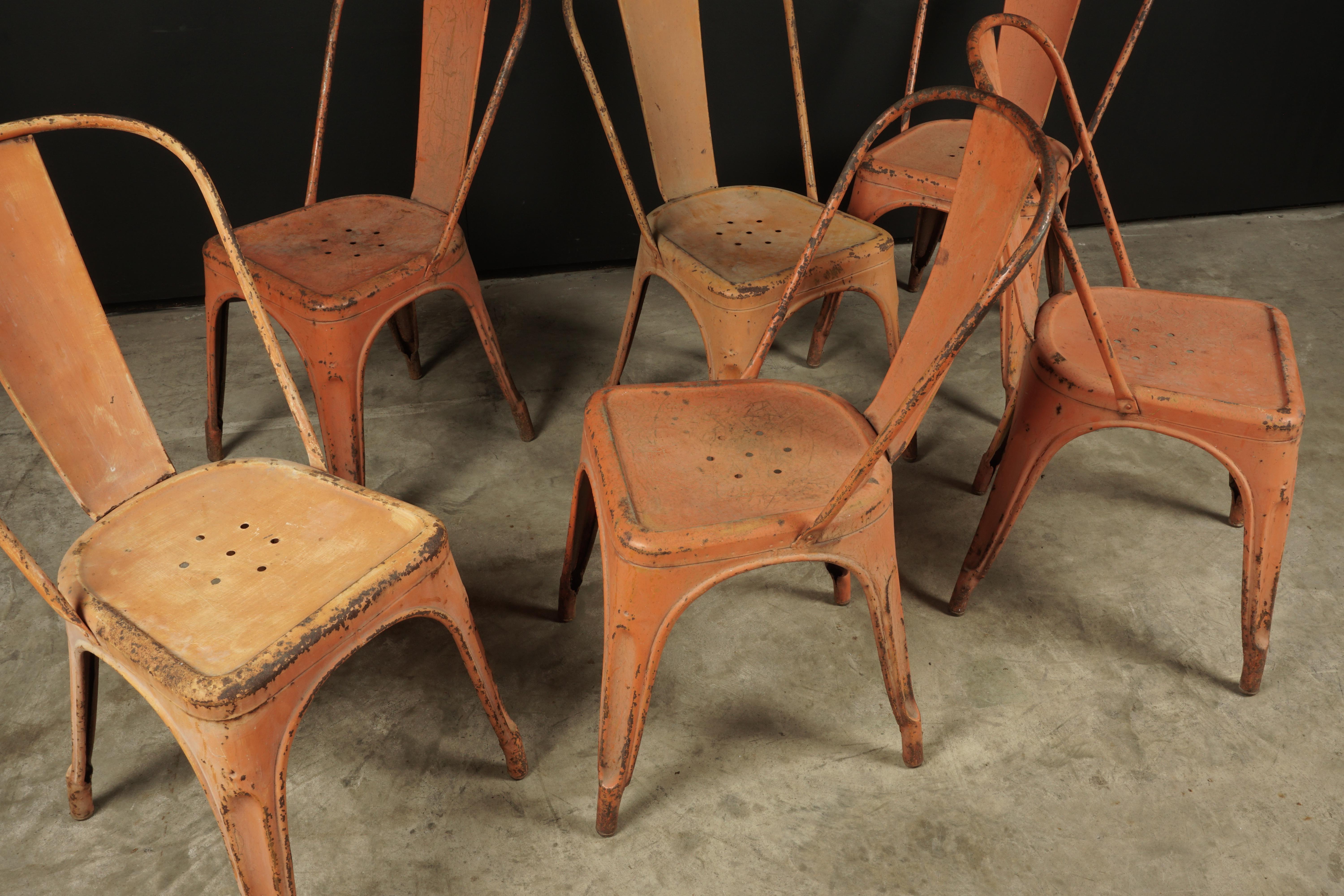 Mid-20th Century Rare Set of Six Vintage Tolix Chairs, circa 1950